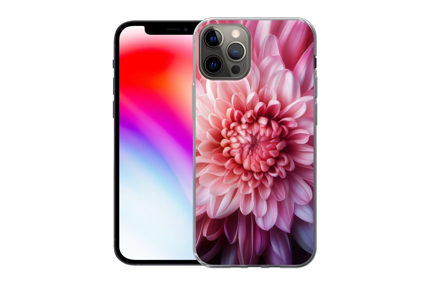 MuchoWow Handyhülle für Apple iPhone 13 Pro Dahlie - Blume - Nahaufnahme - Rosa, Smartphone-Bumper, Print, Handy Schutzhülle Dünn