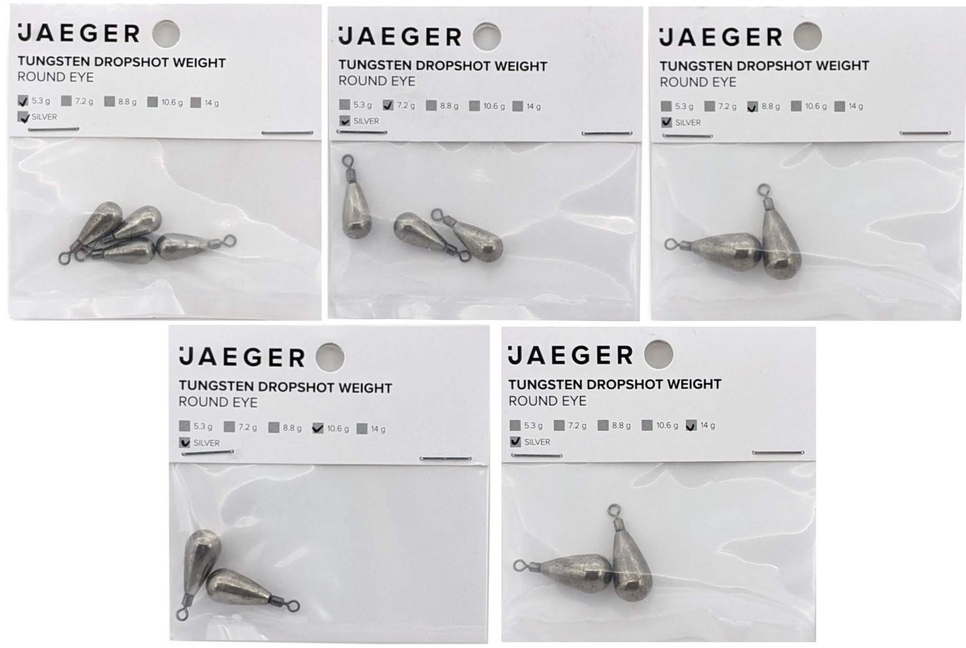 Jaeger Drop-Shot-Blei Jaeger Fishing Tungsten Tear Drop Shot Weight Natural - Gewichte