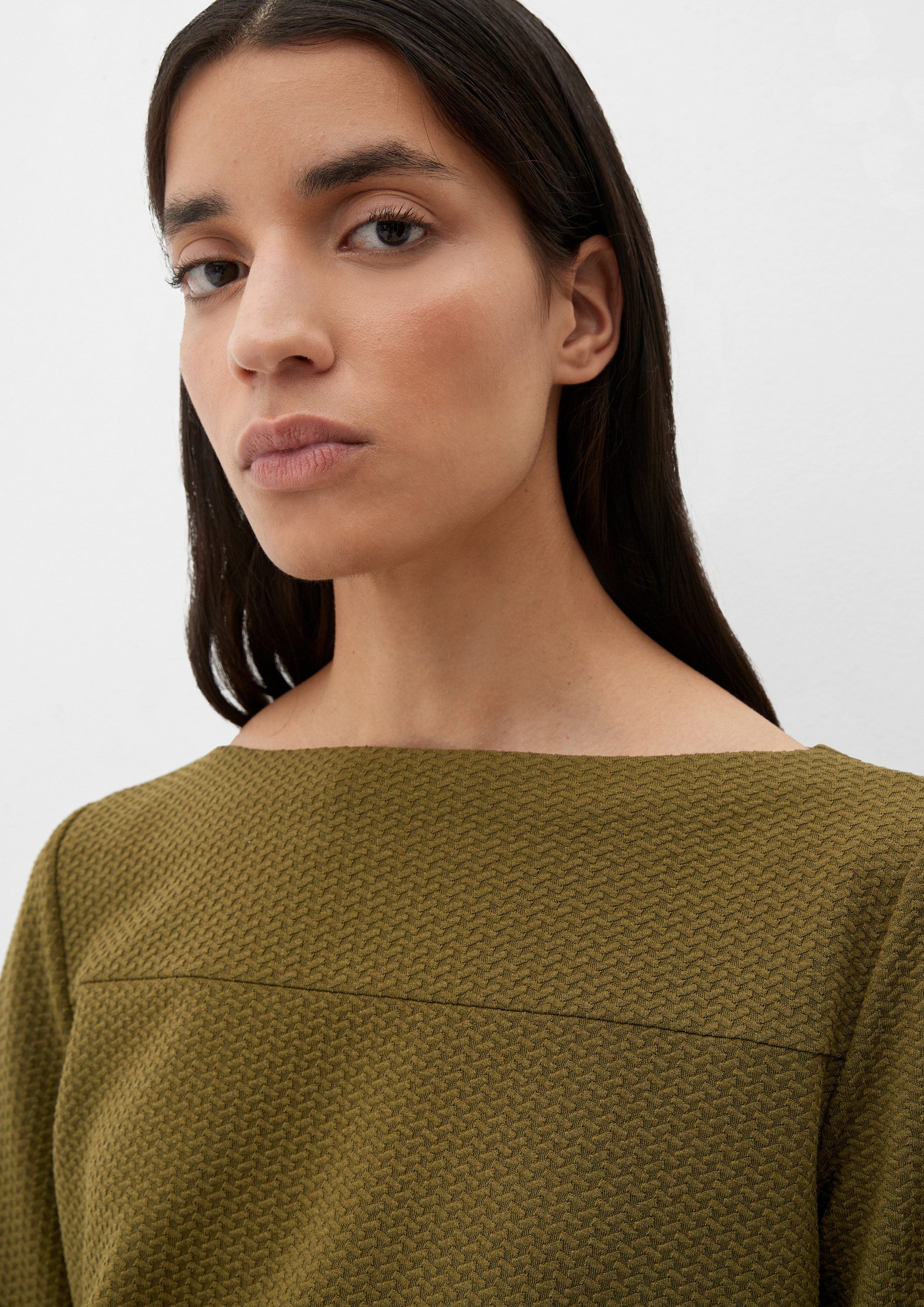 s.Oliver 3/4 Arm-Pullover Sweatshirt Longsleeve mit U-Boot-Ausschnitt