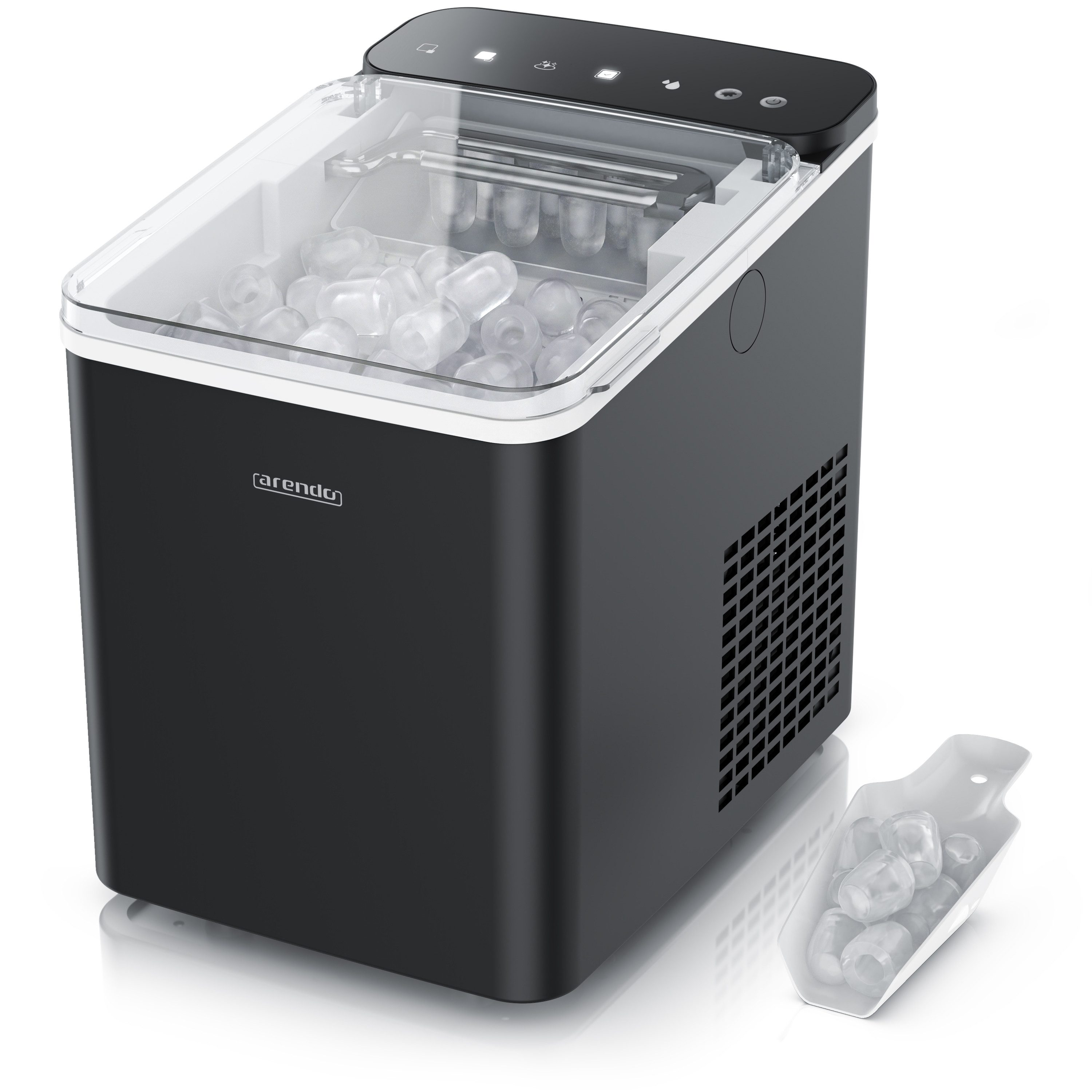 Arendo Eiswürfelmaschine Ice Maker Eiswürfelbereiter, max. 12kg Eiswürfe pro Tag, 1,1L Behälter, Automatische Abschaltung, Sichtfenster, Clean-Funktion, Warnfunktion