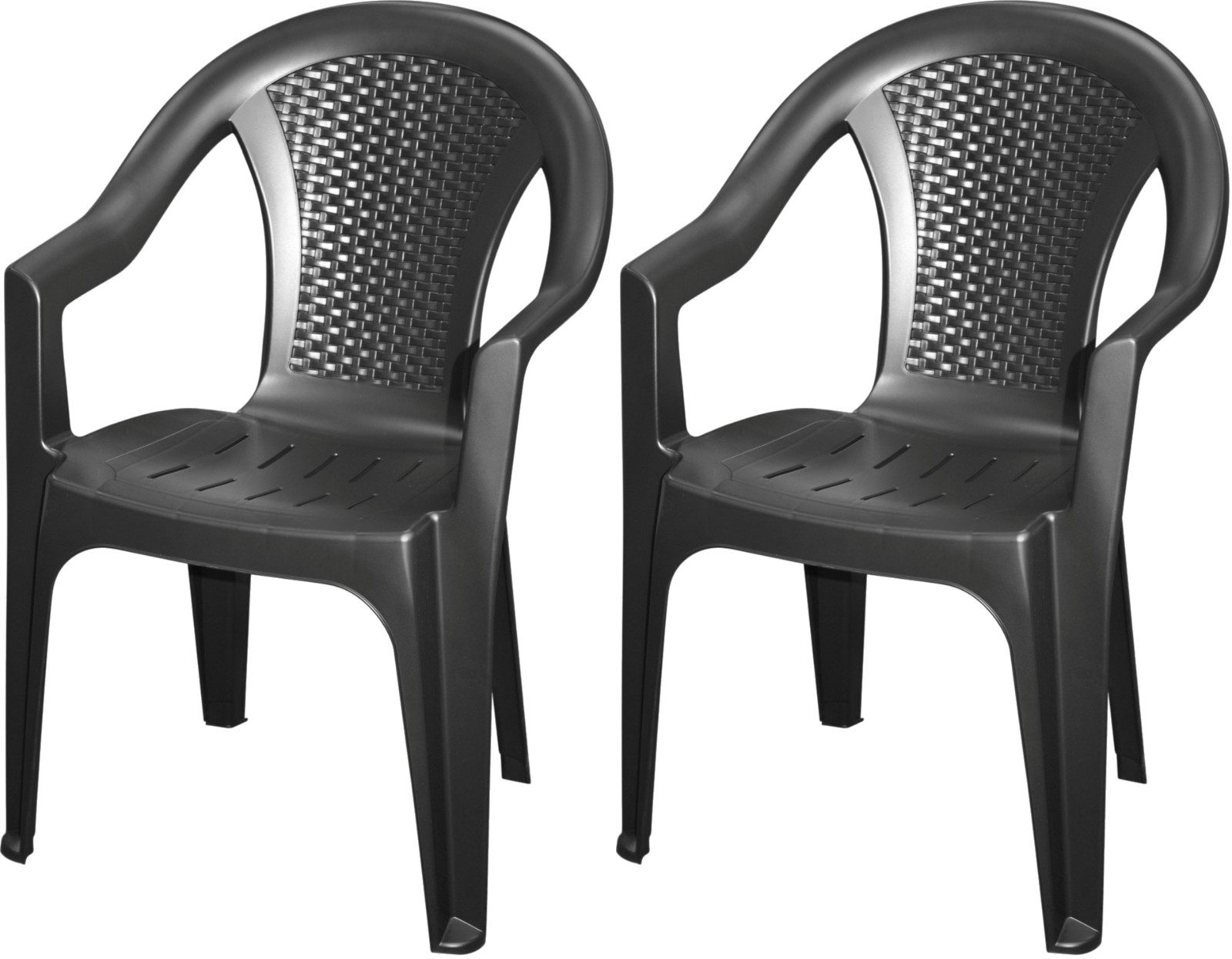 Progarden Gartenstuhl Kunststoff Anthrazit Stapelbar 2 er Set (2 St), UV-Be günstig online kaufen