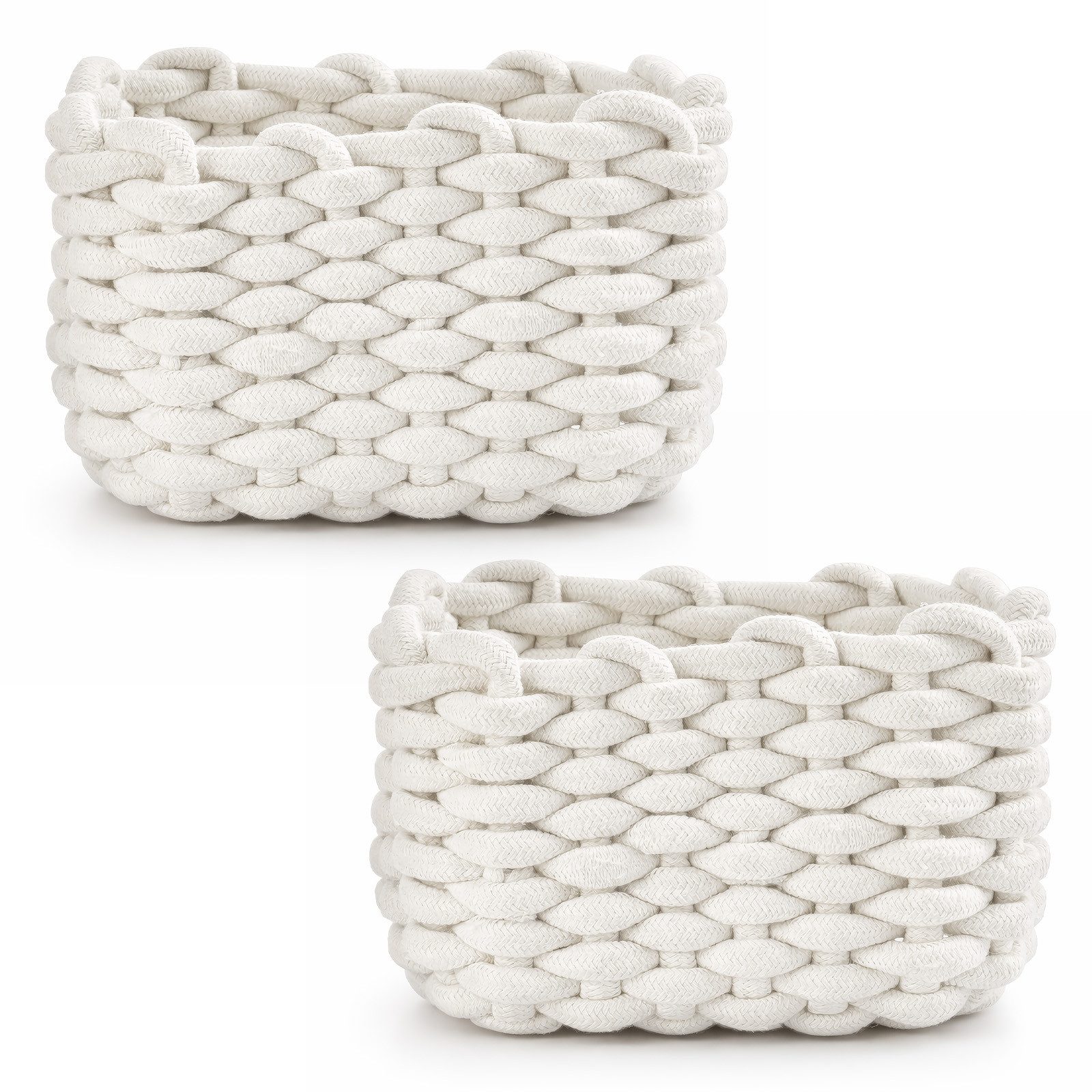Youyijia Aufbewahrungskorb 2 Stück Häkelkorb Aufbewahrungskorb 20 x 15 x 12 cm Baumwollseil