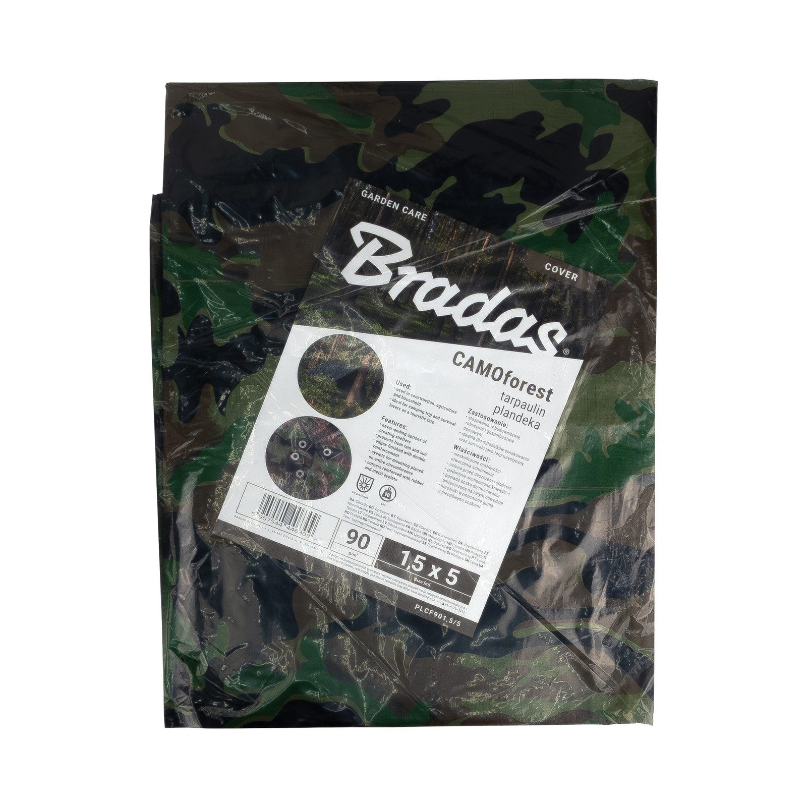 Bradas Sonnensegel Abdeckplane Camouflage 1,5x5m 90g/m^2 Bushcraft Gewebeplane Camping