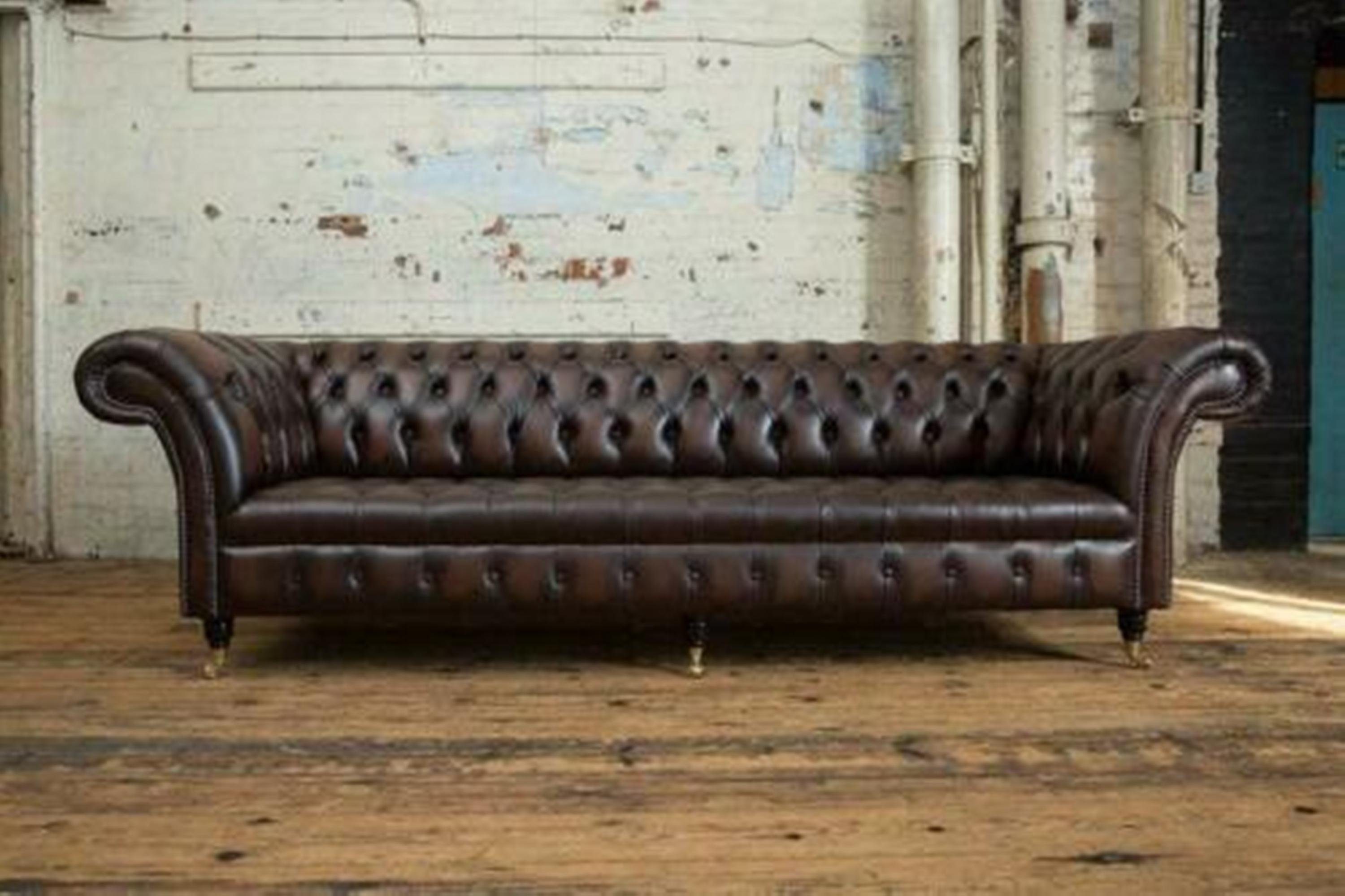 Sofa Wohnzimmer Couch 4 Sitzer Chesterfield Chesterfield-Sofa, Big Leder Couchen XXL JVmoebel