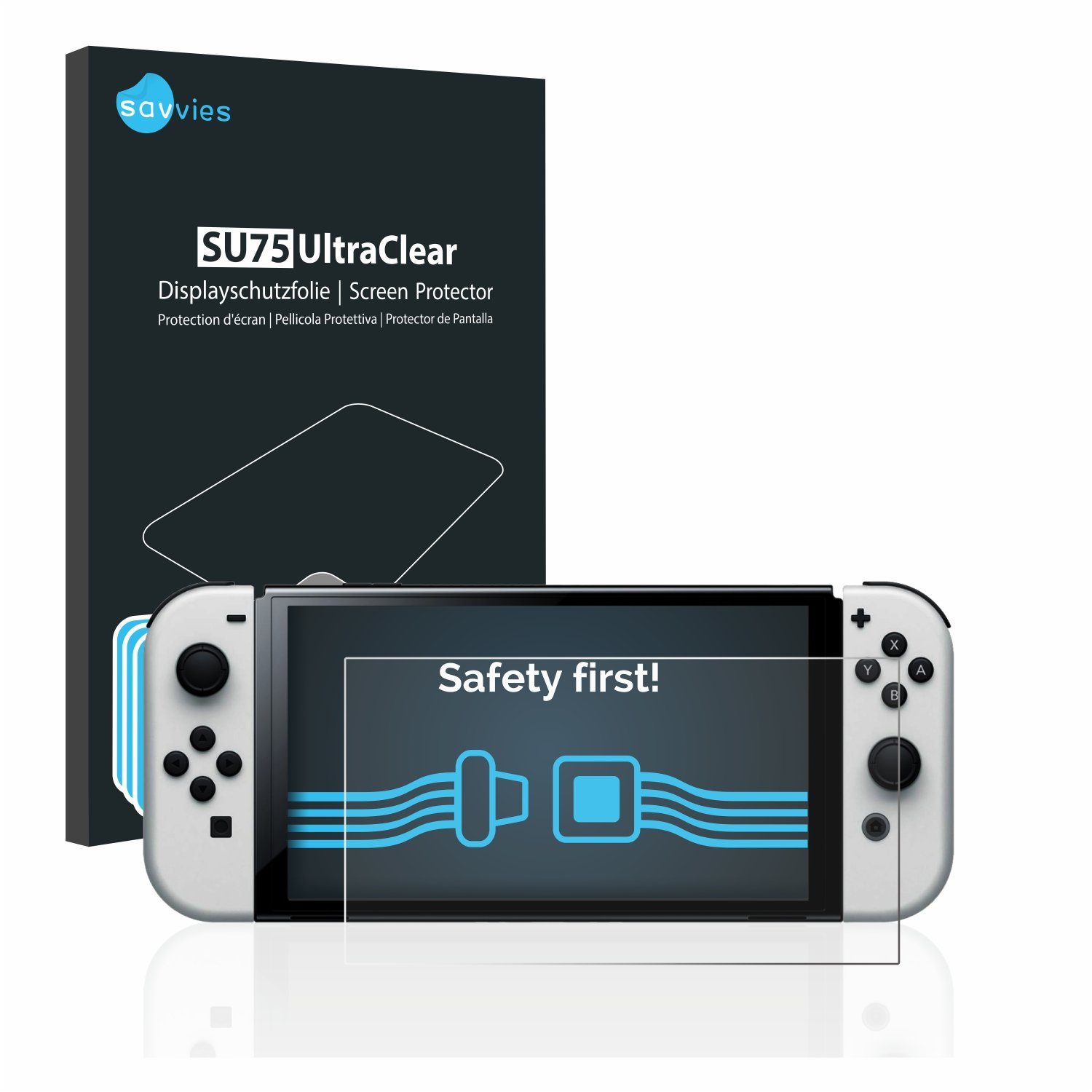 Savvies Displayschutzfolie Schutzfolie für Nintendo Switch OLED-Modell, 18 Stück, Displayschutz Schutz Folie Klar Transparent