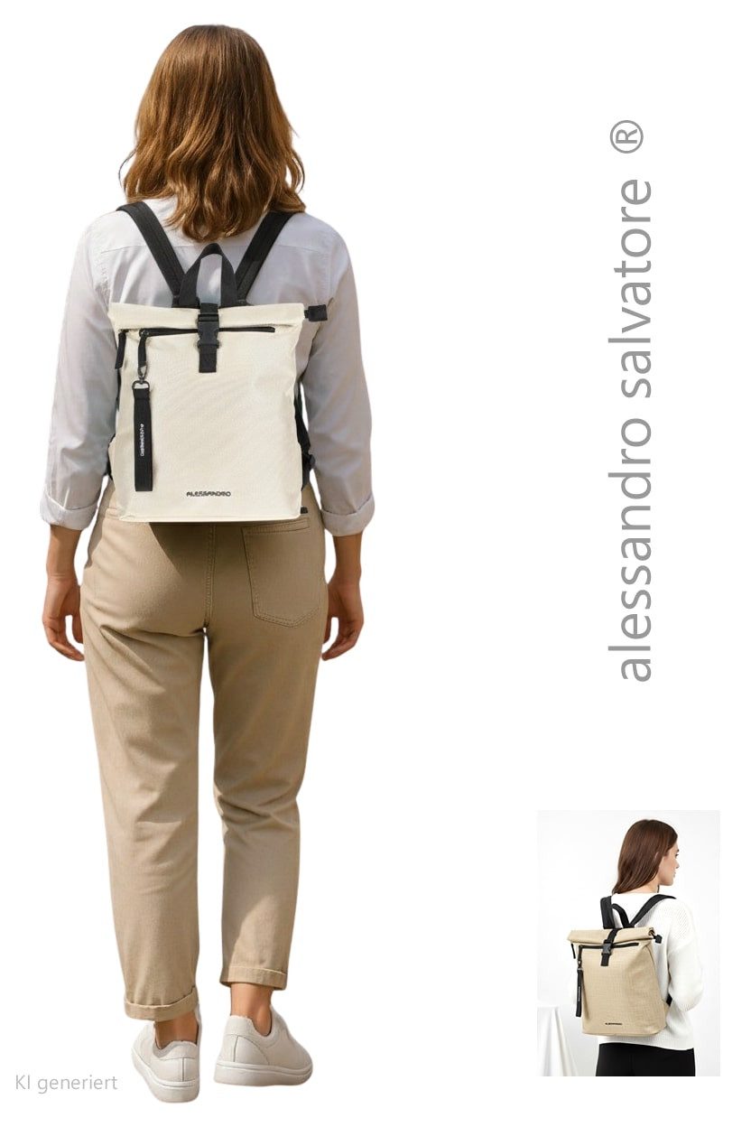 Alessandro Salvatore Cityrucksack Rucksack Damen Damenrucksack Handtasche, kleiner Freizeitrucksack Tasche Geheimfach Mila 4293 + Schlüsselbörse