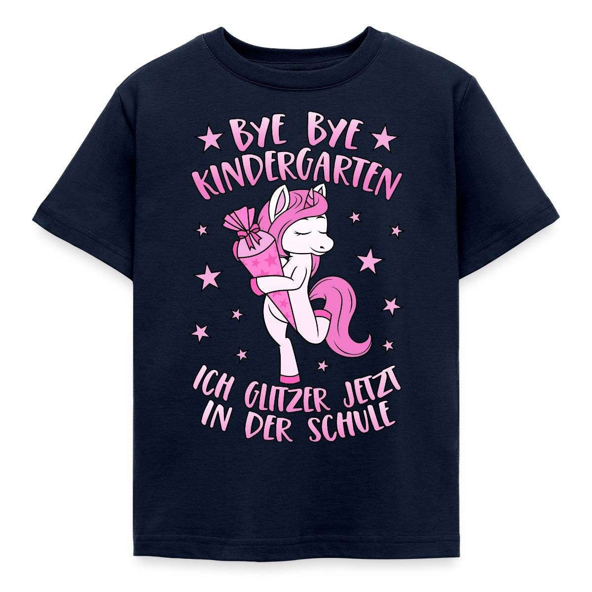 T-Shirt Einschulung Bye Bye Kindergarten Einhorn Schule Kinder T-Shirt