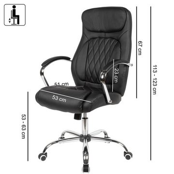 Amstyle Chefsessel SPM1.412 (Kunstleder Schwarz Bürodrehstuhl bis 120 kg), Design Drehstuhl, Schreibtischstuhl Drehbar