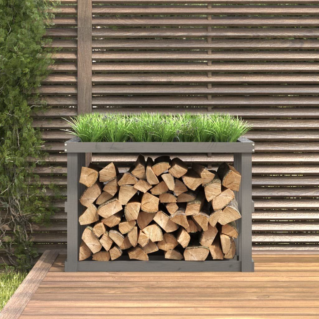 cm Kiefer Grau Kaminholzregal BxTxH:108x52x74 108x52x74 Holzlagerpl, cm Outdoor-Kaminholzregal Massivholz vidaXL