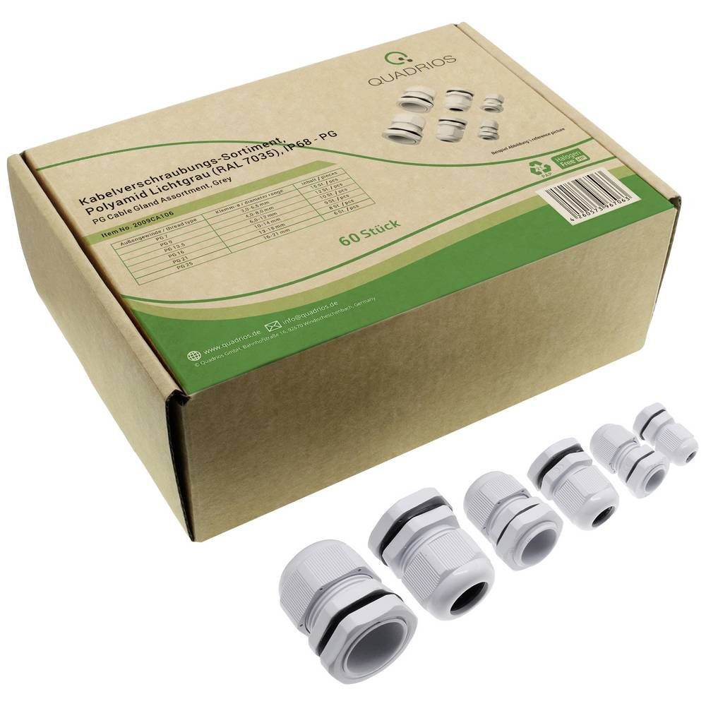 Quadrios Kabelsockel Kabelverschraubungs-Sortiment, - PG, 60 teilig 2009CA106