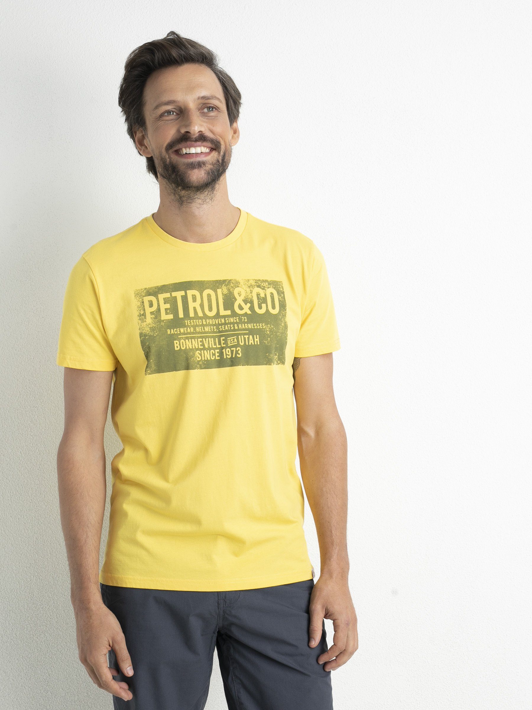 T-Shirt Shirt T-Shirt mit Petrol Classic Industries Print Rundhalsausschnitt