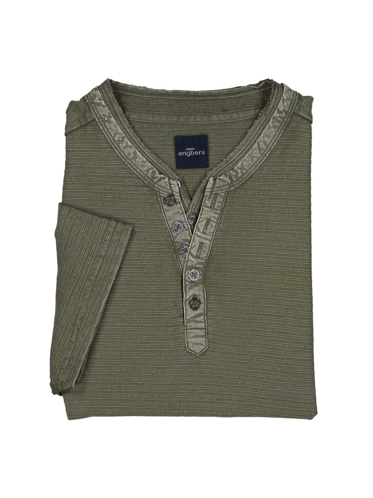 Engbers T-Shirt Herren Henley T-Shirt, Oliv – Bild 5 von 5