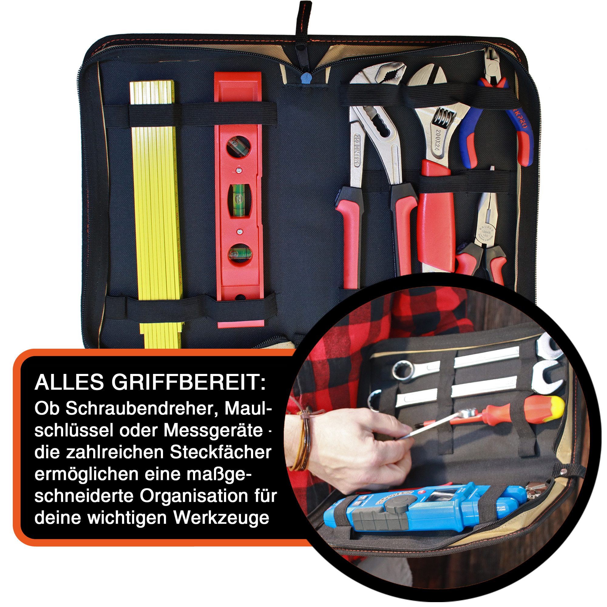 YPC Werkzeugtasche ZipCaddy L, Werkzeugmappe, Werkzeug Organizer