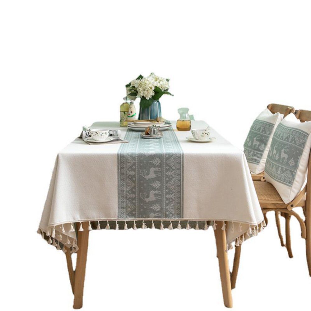FELIXLEO Tischdecke Tischdecke Rechteckig Antifouling Quasten für Picknick140x180cm Küche