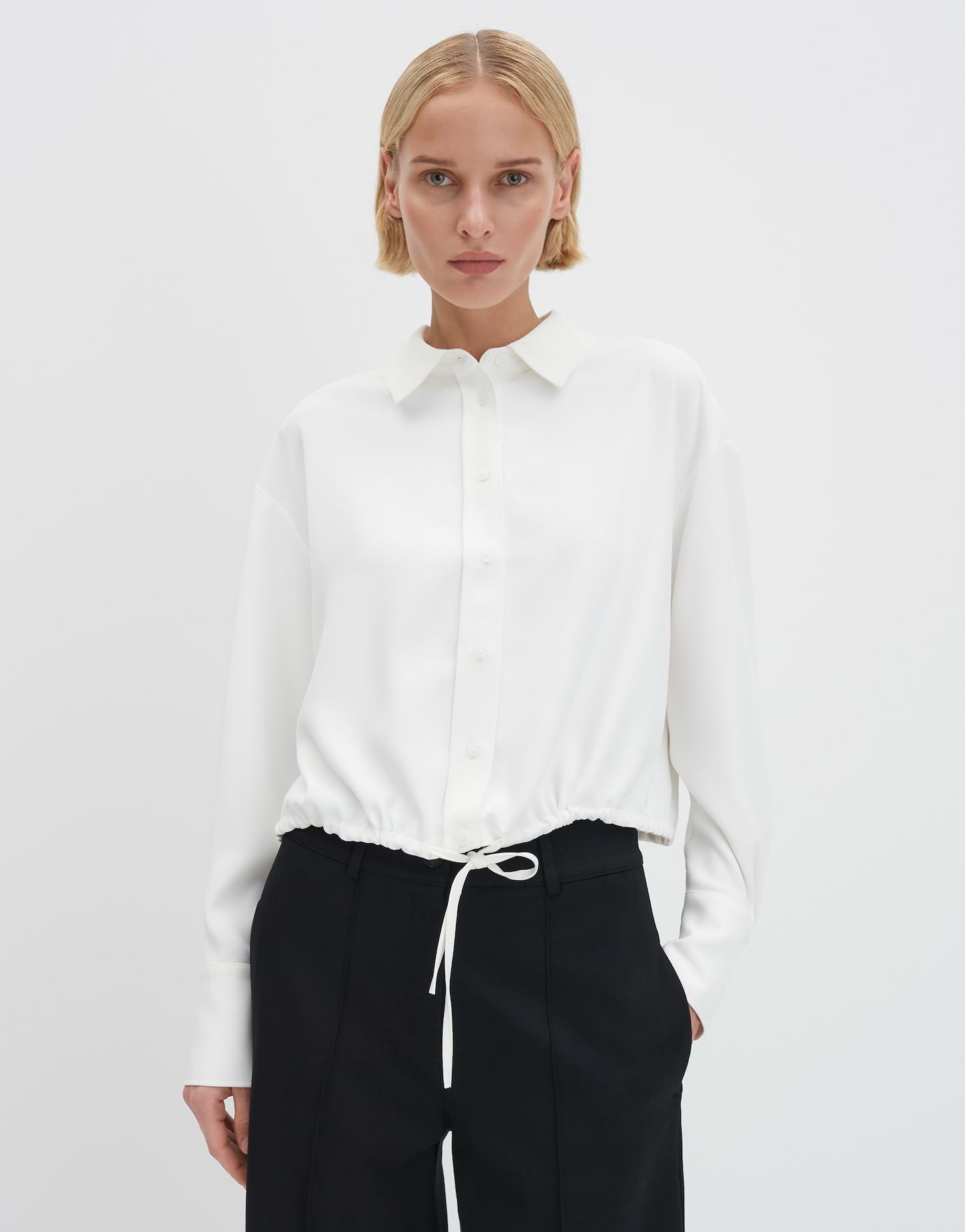 someday Hemdbluse ZALANCE Boxy mit Tunnelzug ovaler Schnitt, dezente Twillstruktur, fließender Fall