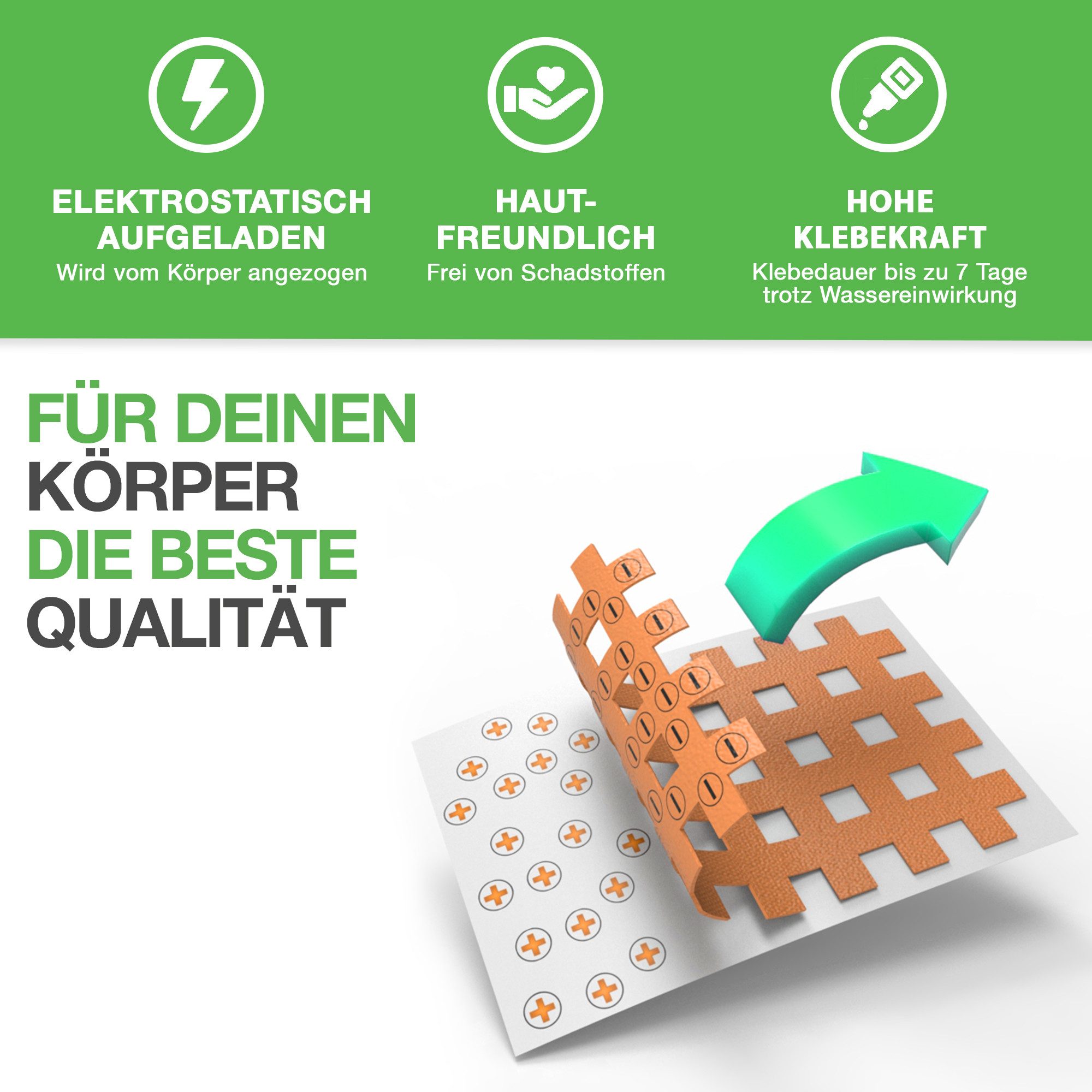 BACKLAxx® Kinesiologie-Tape Gitterpflaster Cross Tape Gittertape Kinesiotape (Typ a, b, c, 120-St) hautfreundlich, starke Haftung - für Alltag & Sport