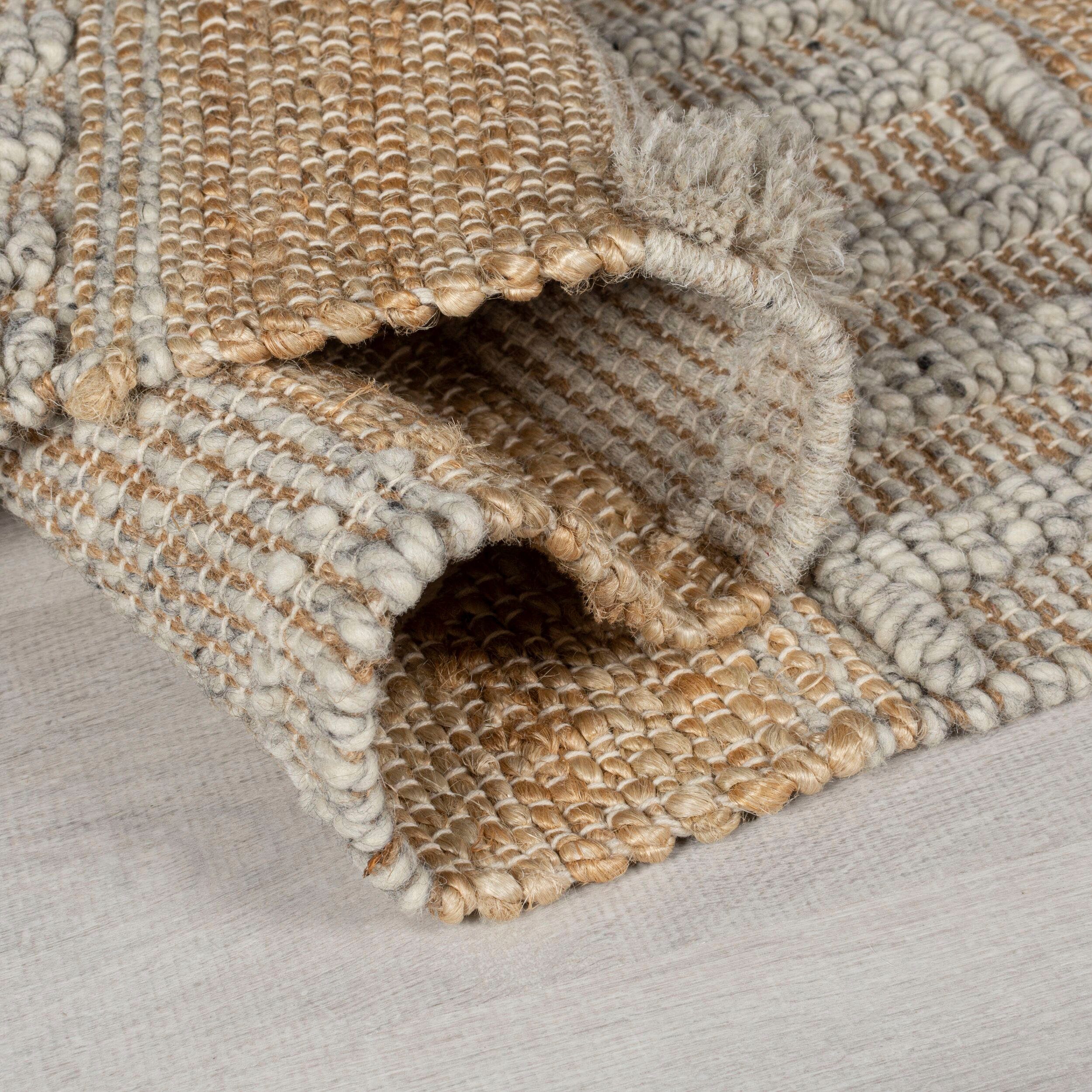 FLAIR RUGS Läufer Medina, mit abstraktem Streifenmuster, rechteckig, Höhe: 12 mm, Boho-Look, aus Naturfasern wie Wolle & Jute, Teppichläufer