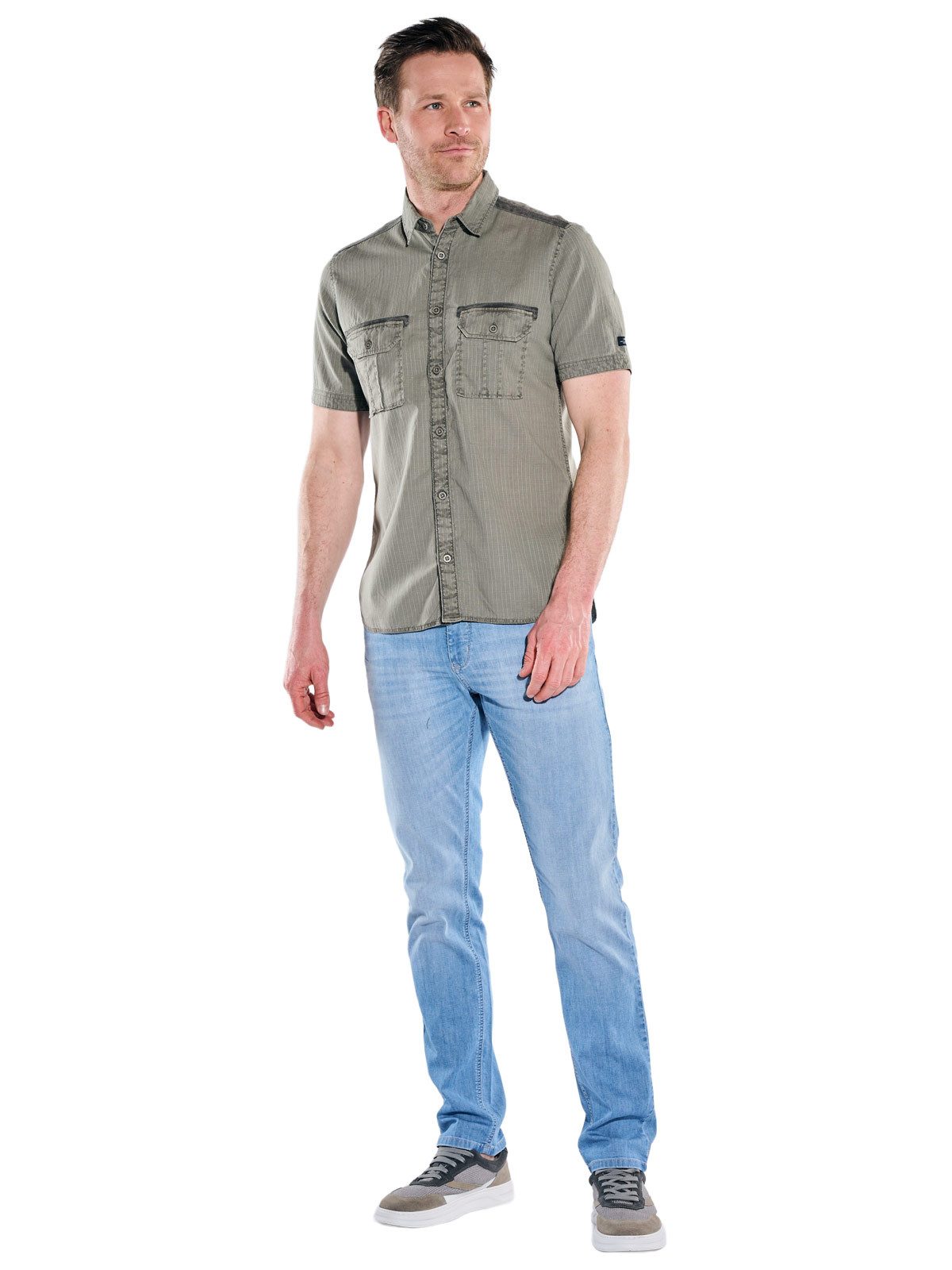 Engbers Kurzarmhemd Herren Sportives Hemd im Safari-Look, Oliv