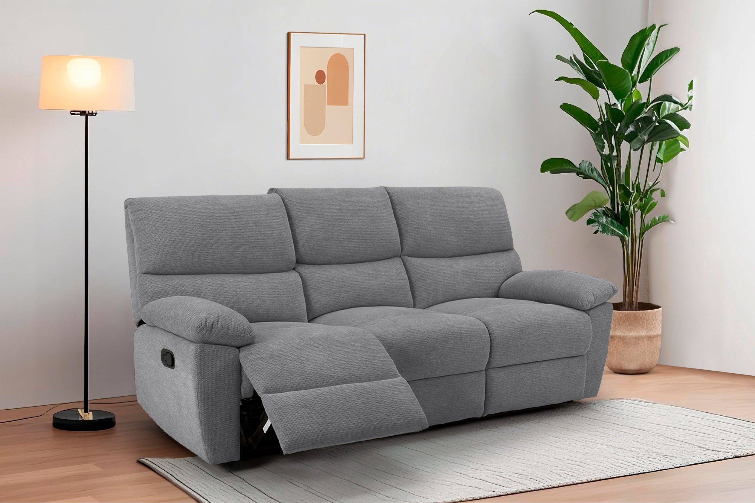 Home affaire 3-Sitzer LANNOY, manuelle o. elelektrische Relaxfunktion in 2 Sitzen, USB A/C, Liegefunktion (105°-150), Reclinersofa, Webstoff, Federkern