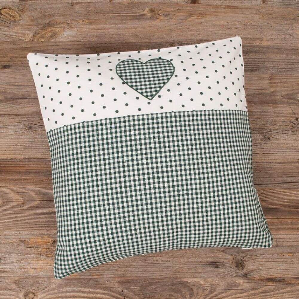 matches21 HOME & HOBBY Kissenbezüge Kissen-Bezug 40x40 cm Herz grün Landhau günstig online kaufen