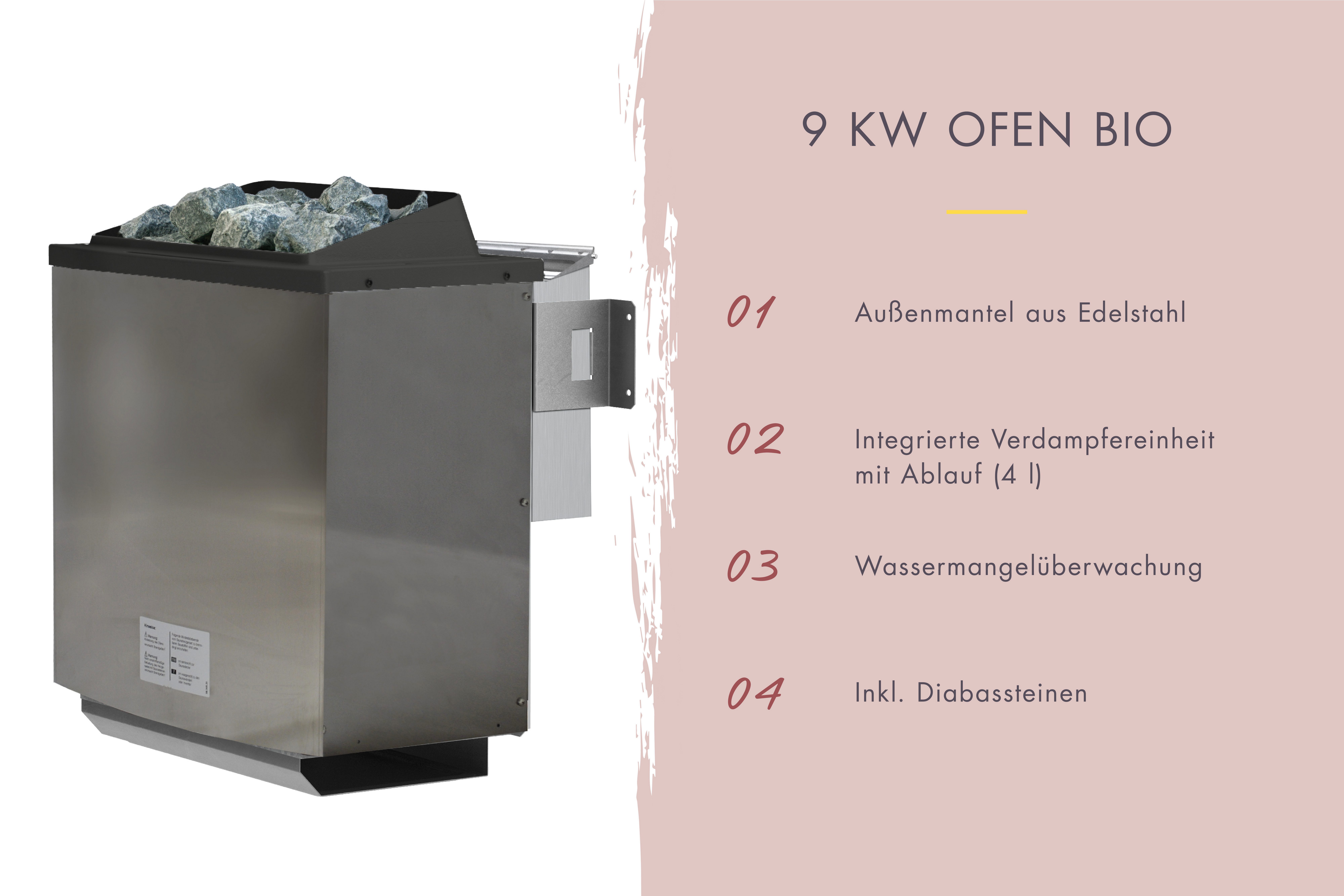 KONIFERA Saunahaus Maiko 5 SET B, BxTxH: 490 x 368 x 231 cm, 38 mm, Ofen 9 kW Bio externe Strg easy