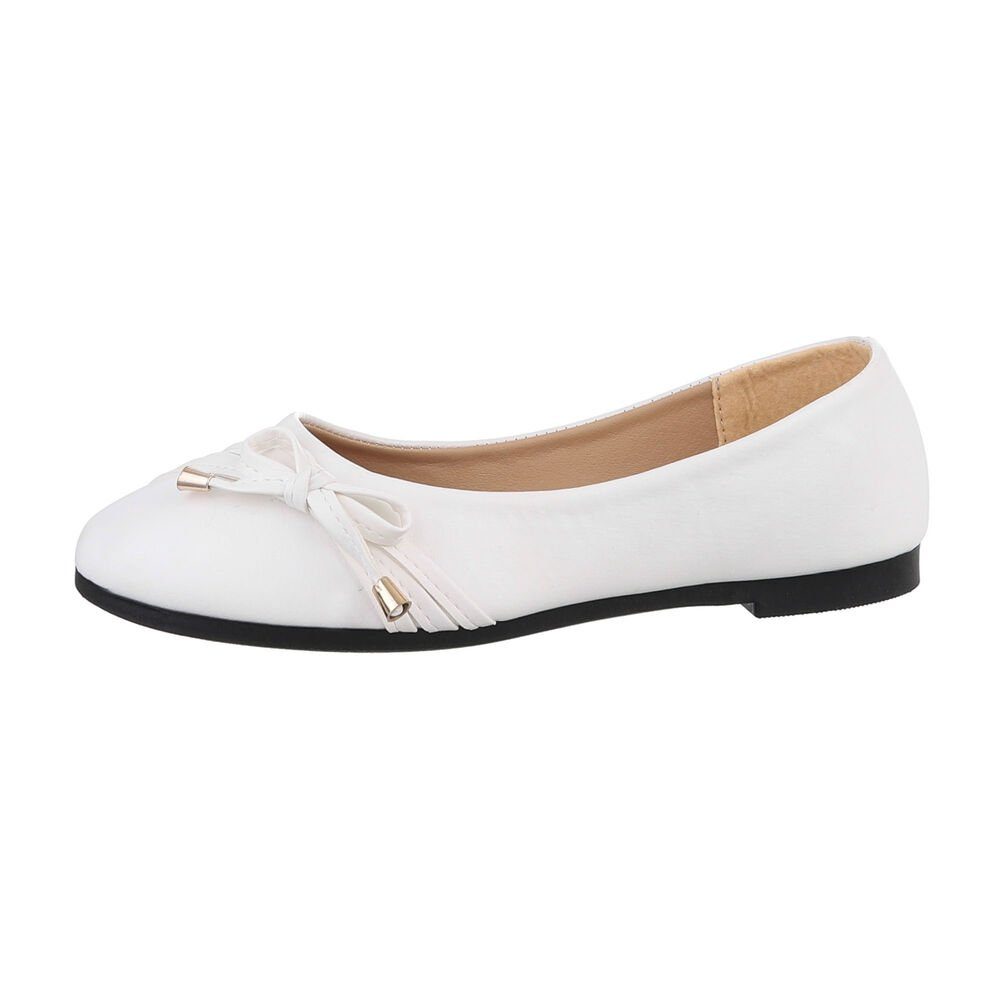 Ital-Design Damen Freizeit Ballerina (85894103) Blockabsatz Klassische Балетки in Weiß