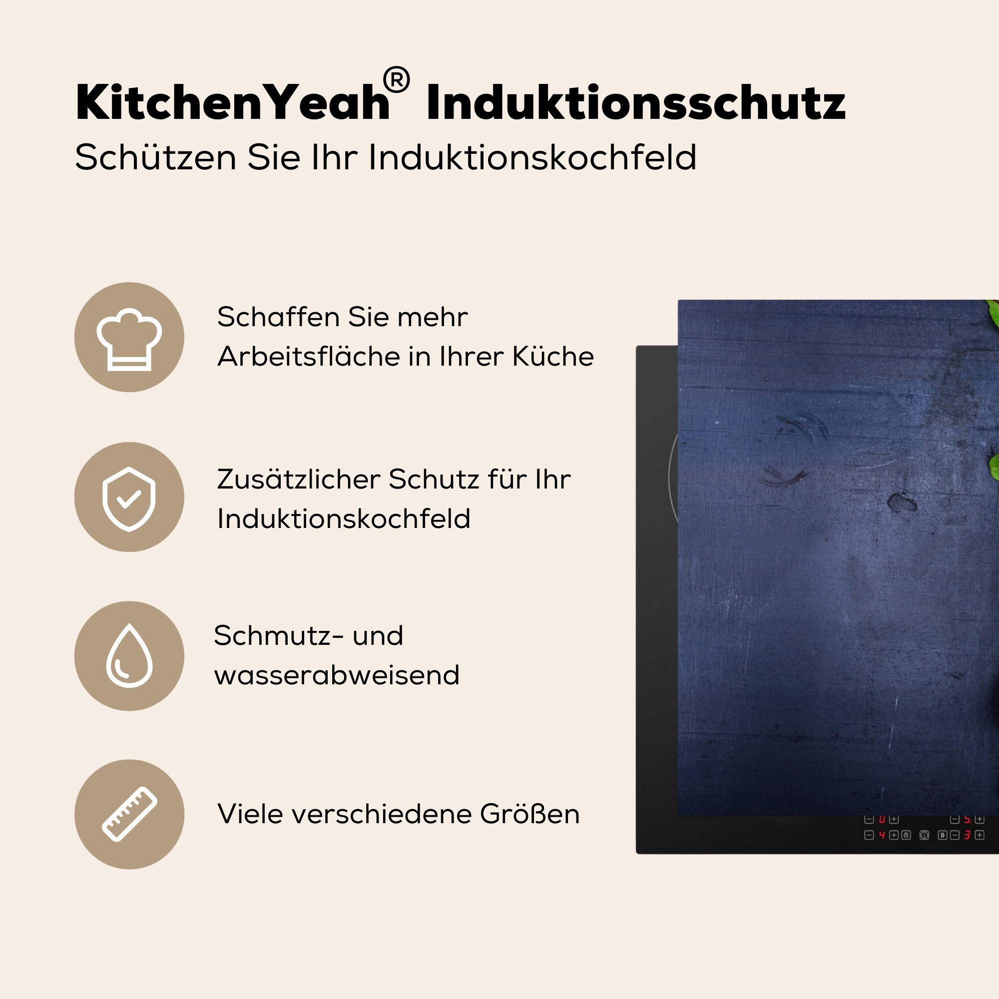 Ceranfeldabdeckung Grün, MuchoWow cm, - Obst Schutz tlg), die Vinyl, (1 küche, Herdblende-/Abdeckplatte Induktionskochfeld - Smoothie 81x52 für