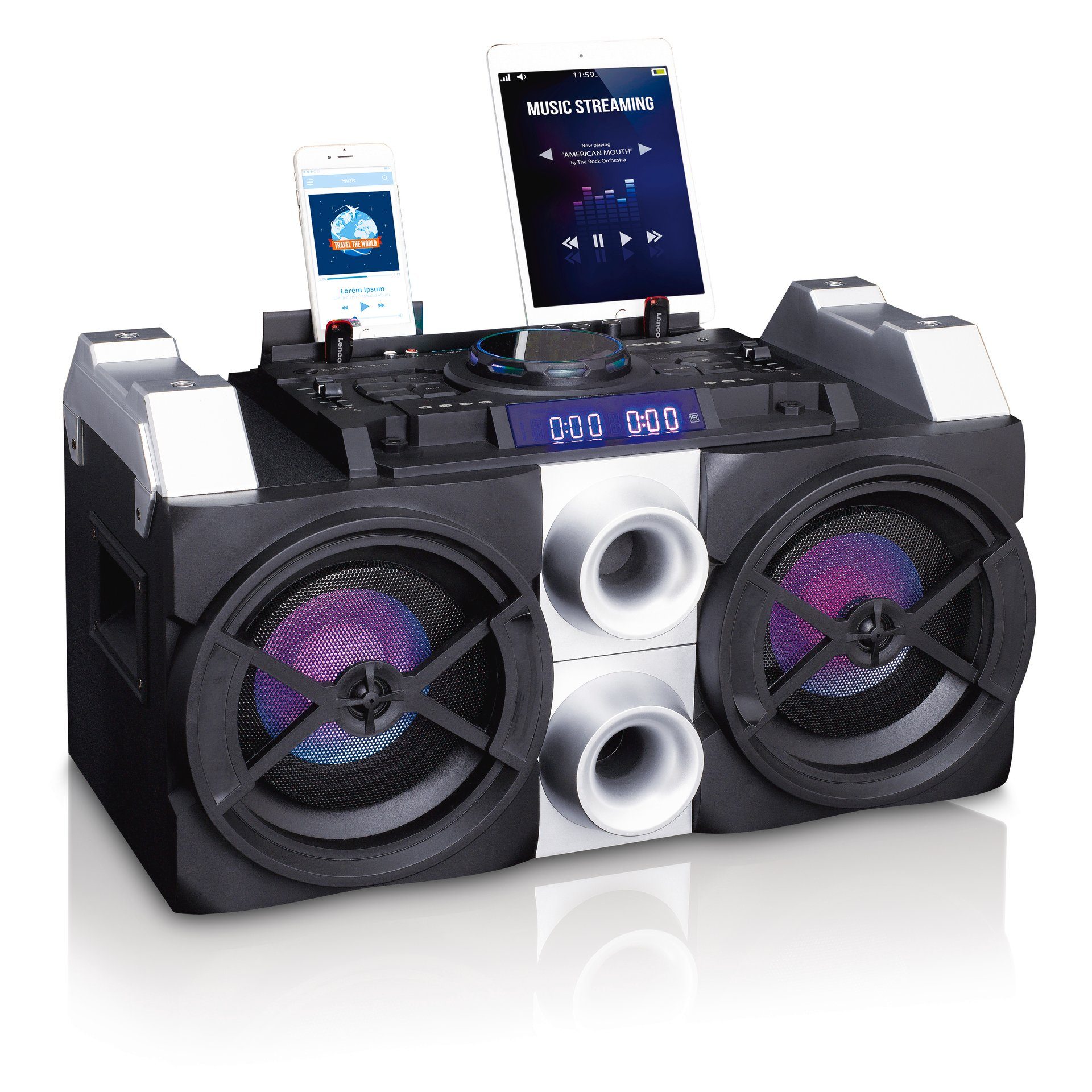 Lenco PMX-150 Party-Lautsprecher + DJ und Mixfunktion Party-Lautsprecher (150 W) | Lautsprecher