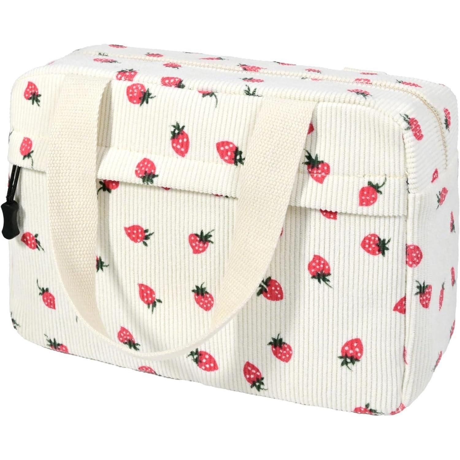 Kosmetiktasche Kulturtasche Cord Damen Kosmetiktasche Reise Strawberry