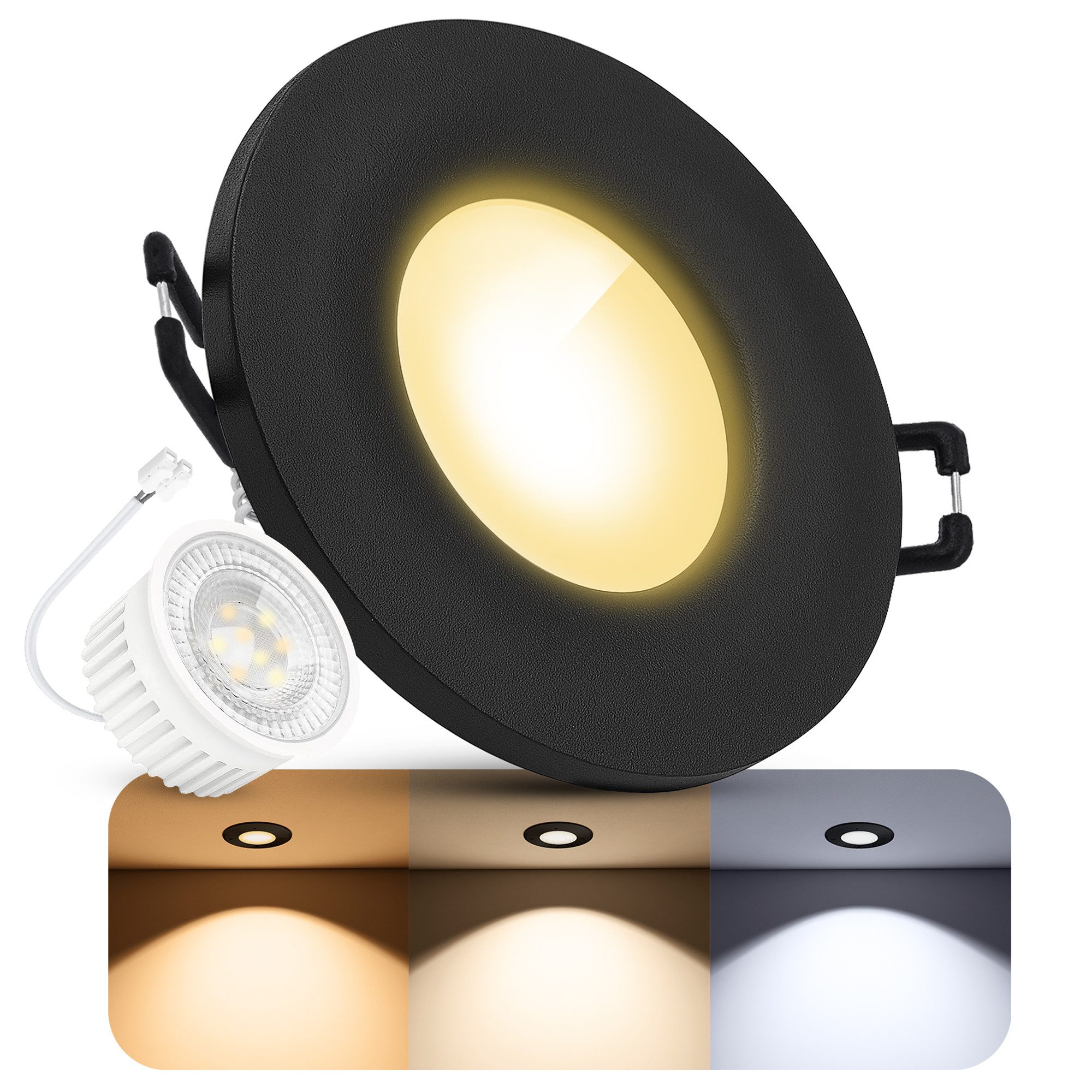 SSC-LUXon LED Außen-Deckenleuchte Einbaustrahler BEDA IP65 mit LumiFLEX LED Leuchtmittel 6W dimmbar Spot, Neutralweiß, Warmweiß, Tageslichtweiß