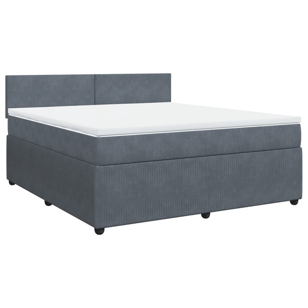 Bett Boxspringbett mit Matratze Dunkelgrau 180x200 cm Samt