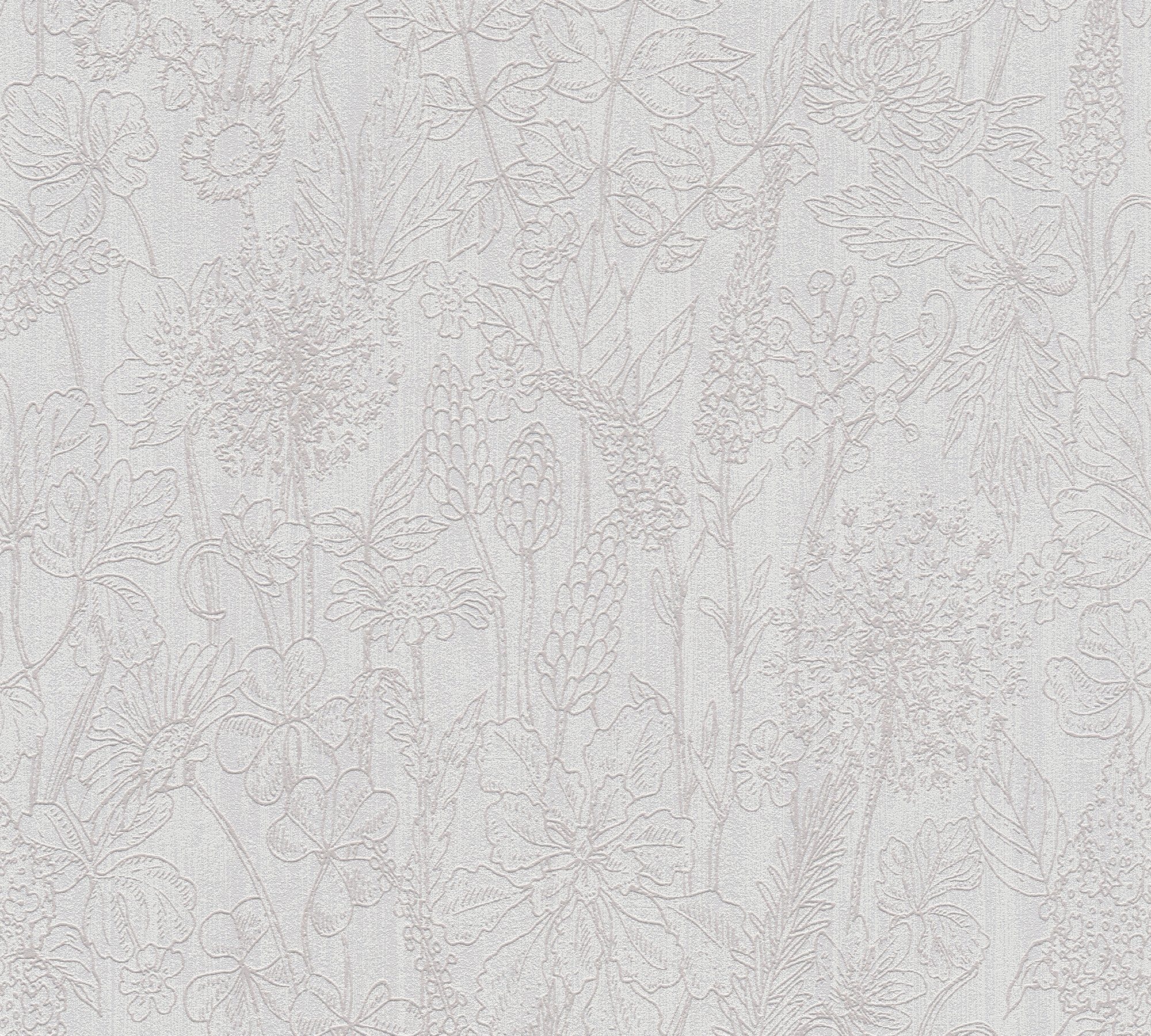 Glitzertapete Blumen A.S. grau/weiß floral, Création Attractive, Tapete botanisch, Vliestapete