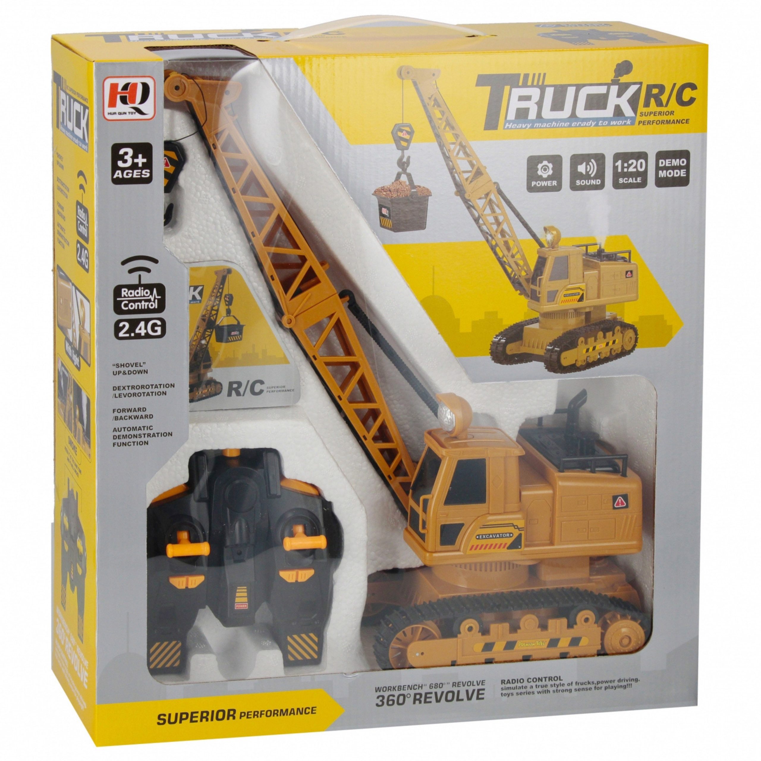 Sarcia.eu RC-Kran Ferngesteuerter Kran 1:20 + Zubehör, Baumaschine mit LED und Klang