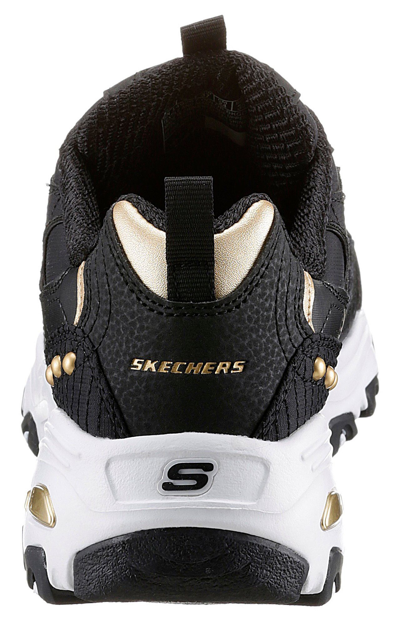 Skechers D'LITES mit Sneaker schönen Metallic-Details schwarz-goldfarben