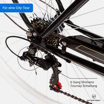 bergsteiger Cityrad Marseille 26 Zoll, 28 Zoll Damenfahrrad, ab 150 cm, Korb aus Rattan, 6 Gang, Kettenschaltung