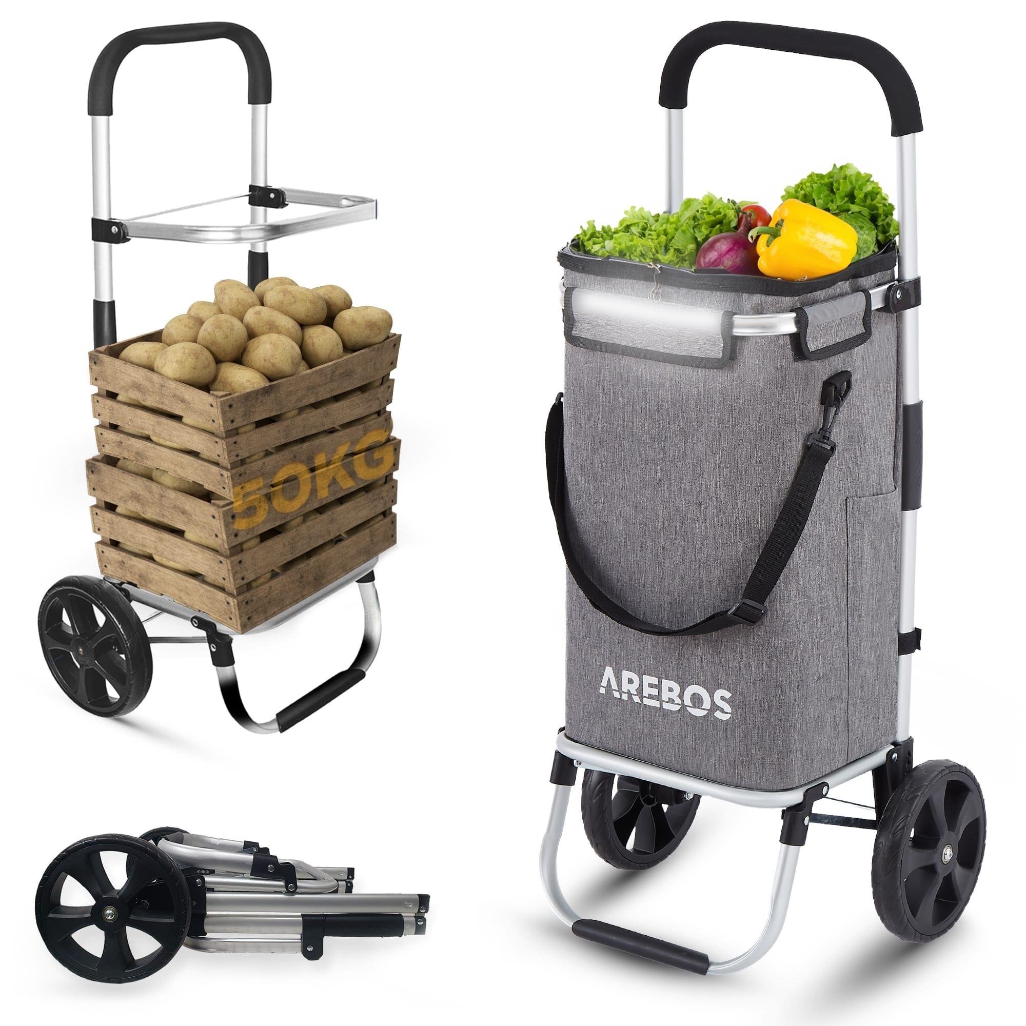 Arebos Einkaufstrolley 3-in-1 mit Kühlfach, klappbar 50 L & Tragkraft 50 kg, 56 l, integrierte Kühlfach