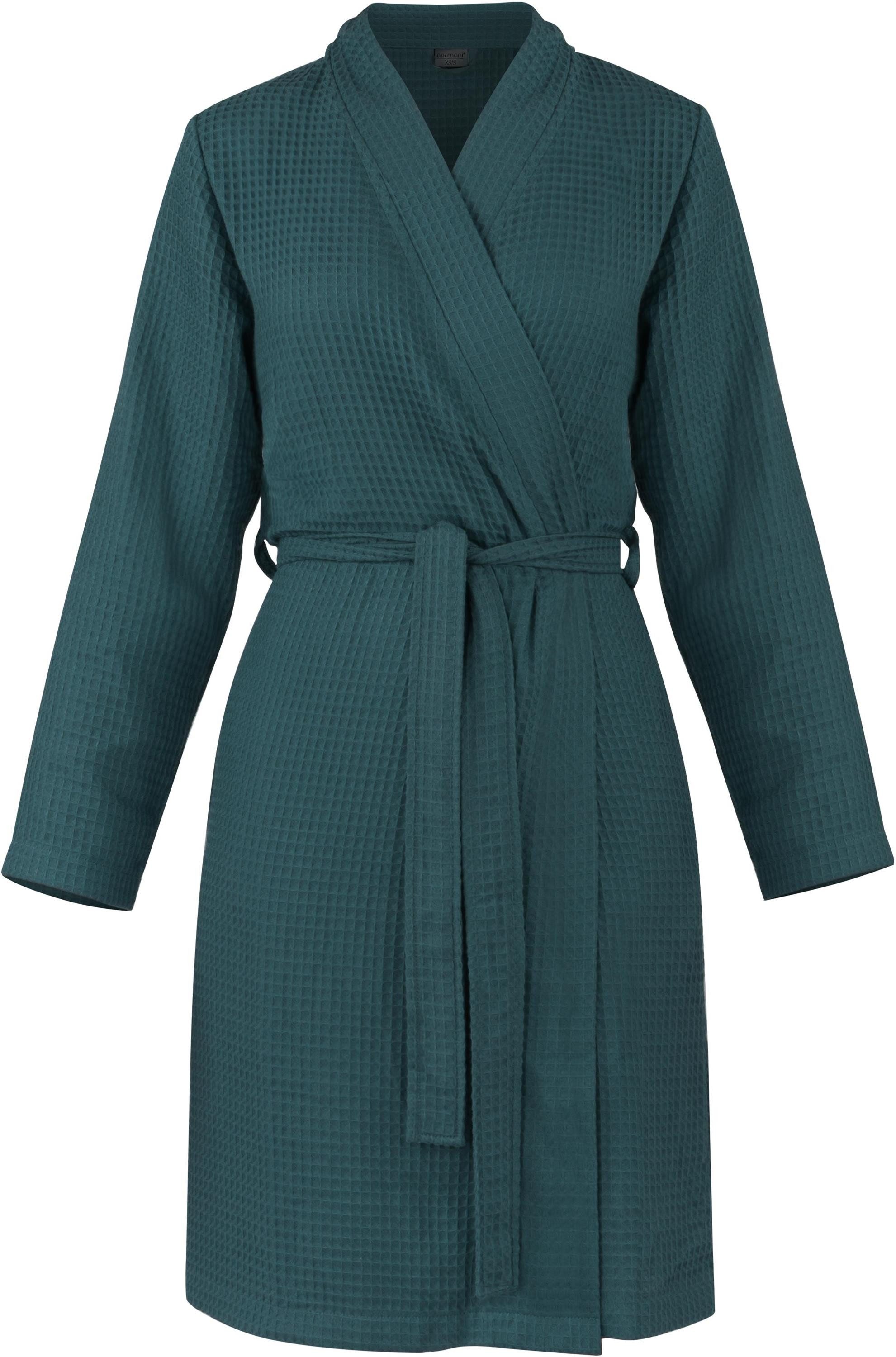 normani Bademantel Damen Morgenmantel aus Waffelpique Manisa, Viskose, Mit Gürtel, Bindegürtel, Langer leichter Morgenmantel aus Bambusviskose