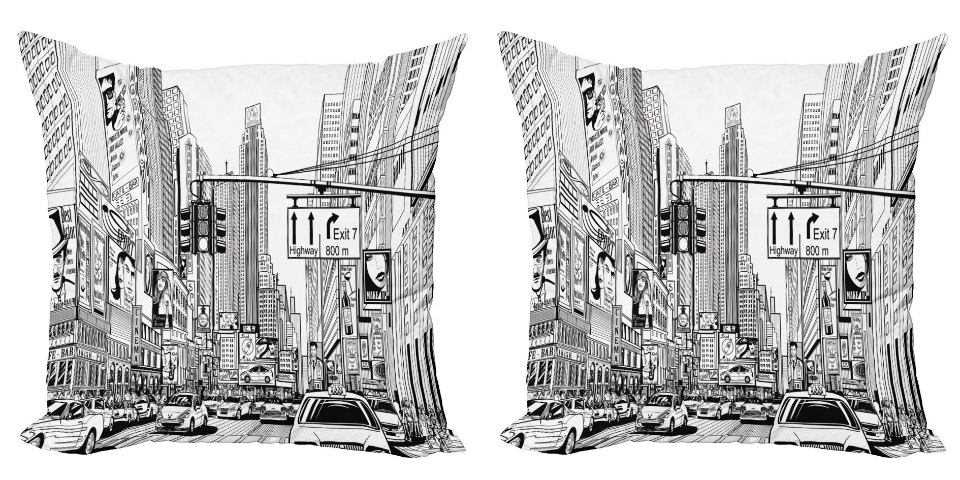 Kissenbezüge Modern Accent Doppelseitiger Digitaldruck, Abakuhaus (2 Stück), New York Downtown Manhattan