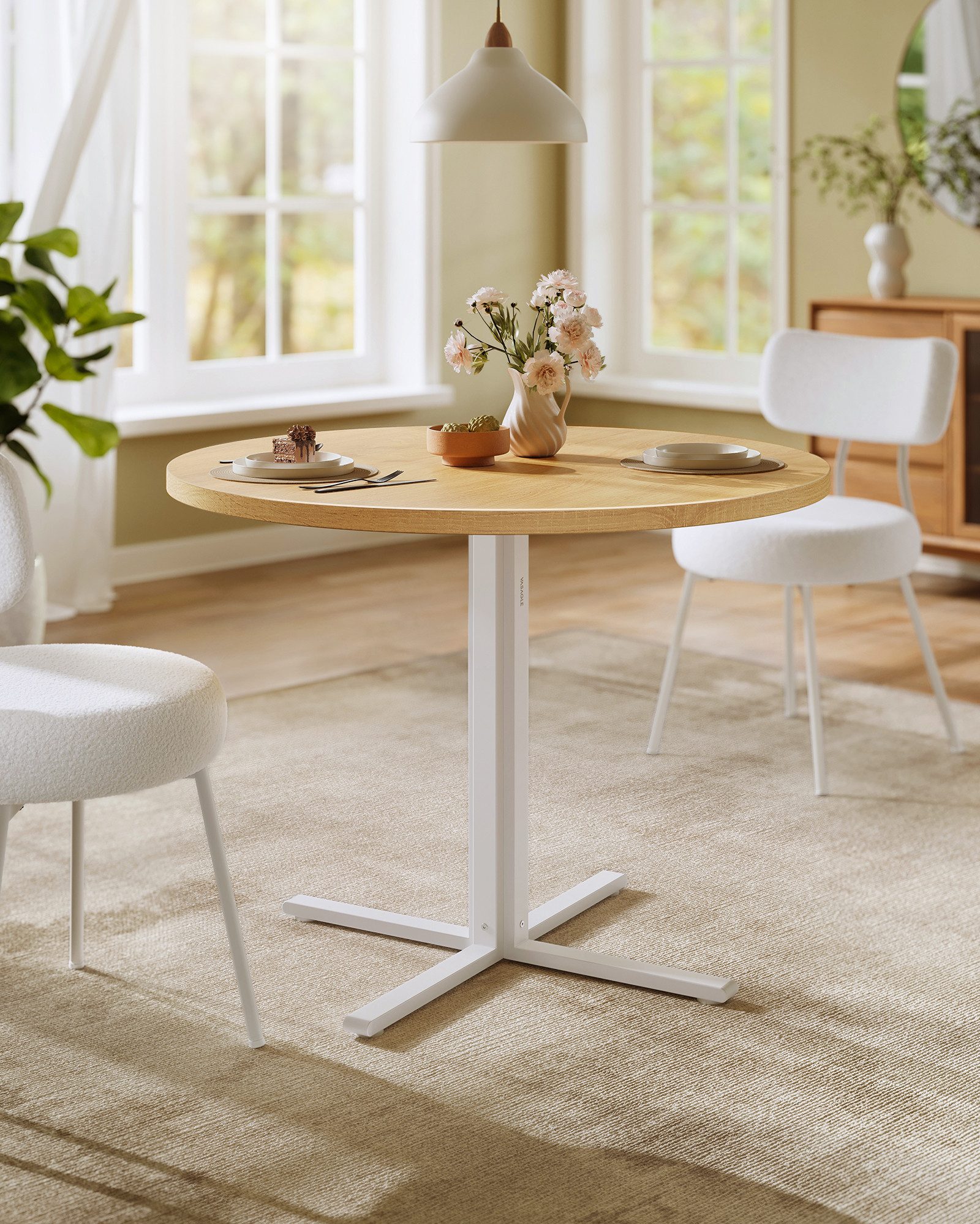 VASAGLE Esstisch, Esstisch rund, Esszimmertisch,Landhausstil,Wasserresisten günstig online kaufen