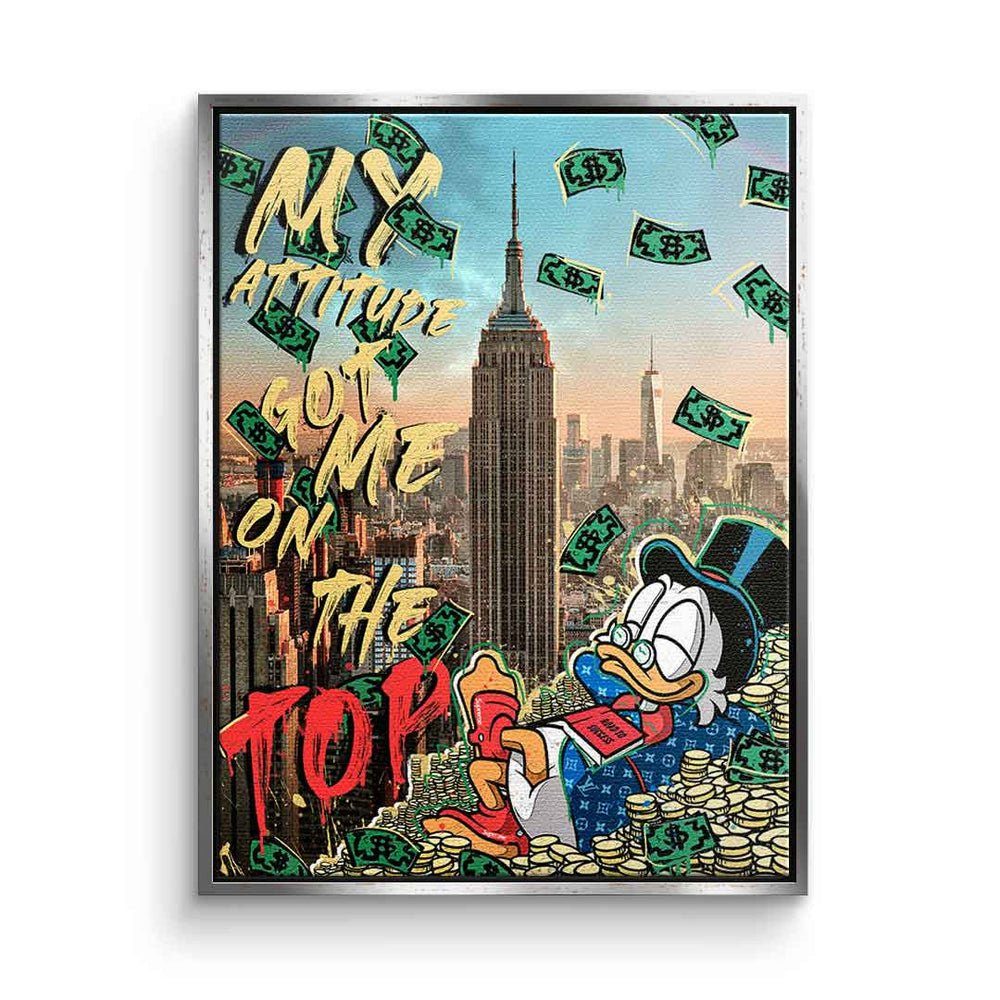 Kunst TOP, auf THE DOTCOMCANVAS® Leinwandbild, Rahmen silberner ME Geld TO ATTITUDE GOT Leinwandbild MY LIMITED Le