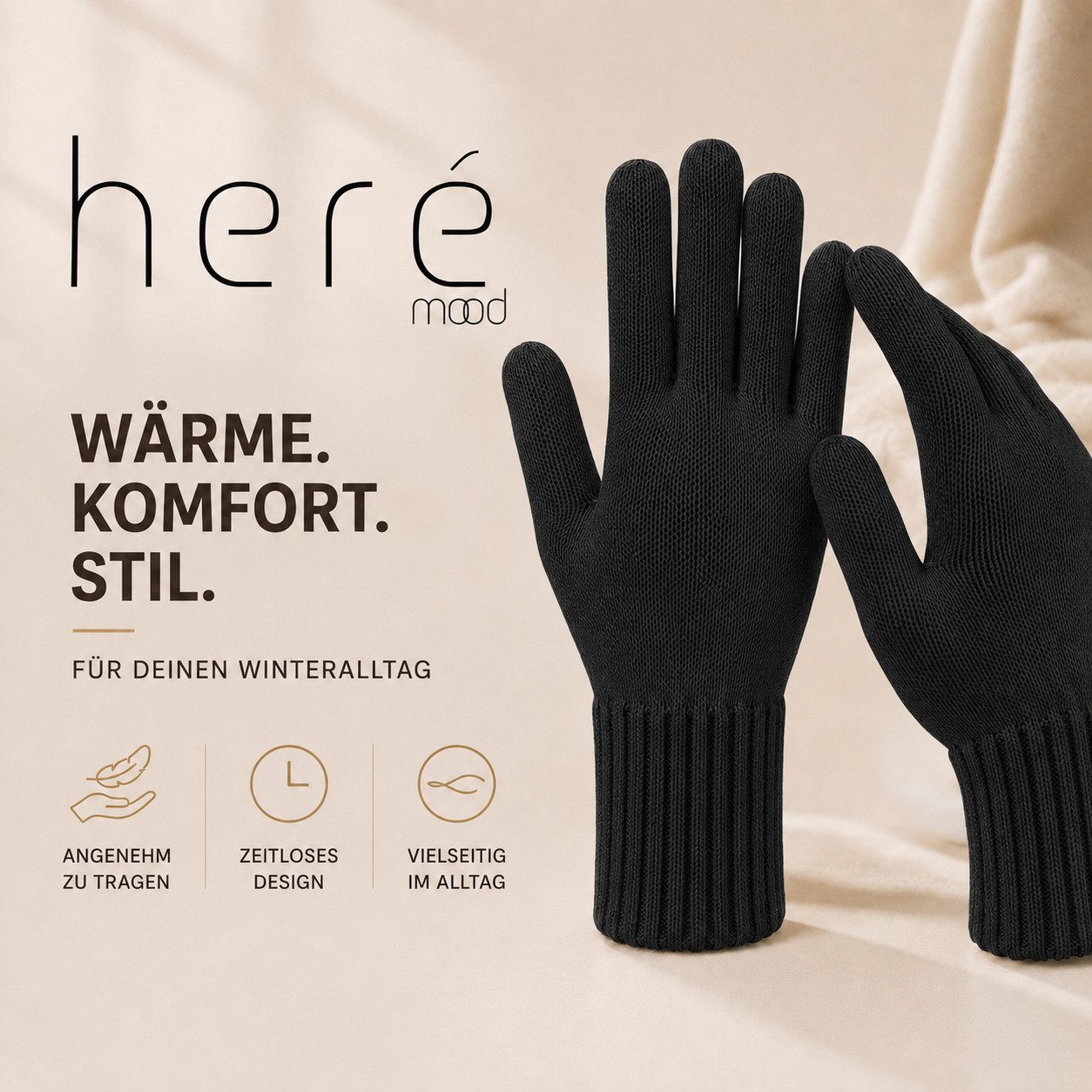herémood Strickhandschuhe Handschuhe Winter für Damen Herren, Winterhandschuhe, Sport & Fahrrad vollständig bedeckte Finger, Testsiegel SEHR GUT (Note 1,1) – Bild 2 von 5