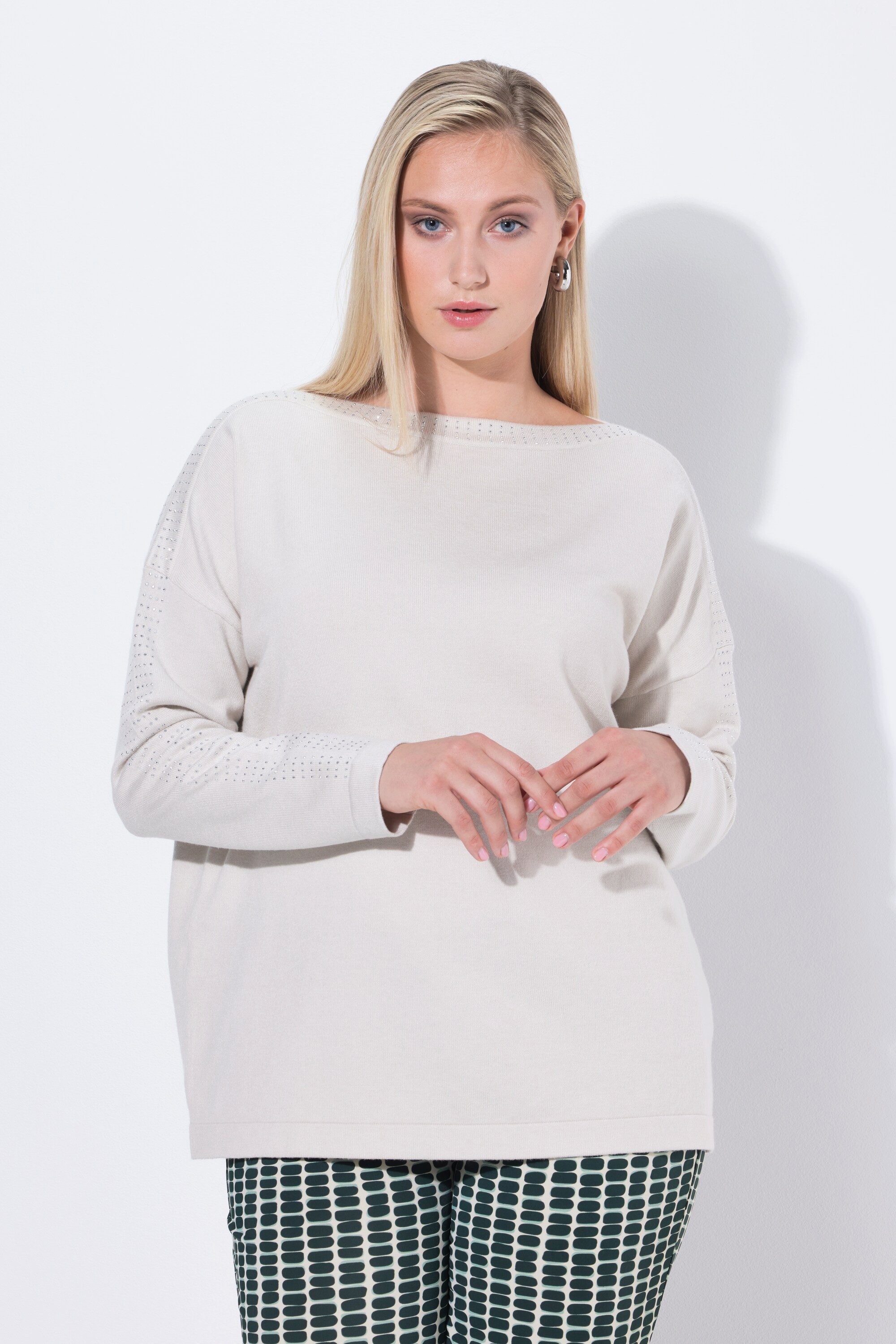 Ulla Popken Strickpullover Pullover Oversized U-Boot-Ausschnitt günstig online kaufen