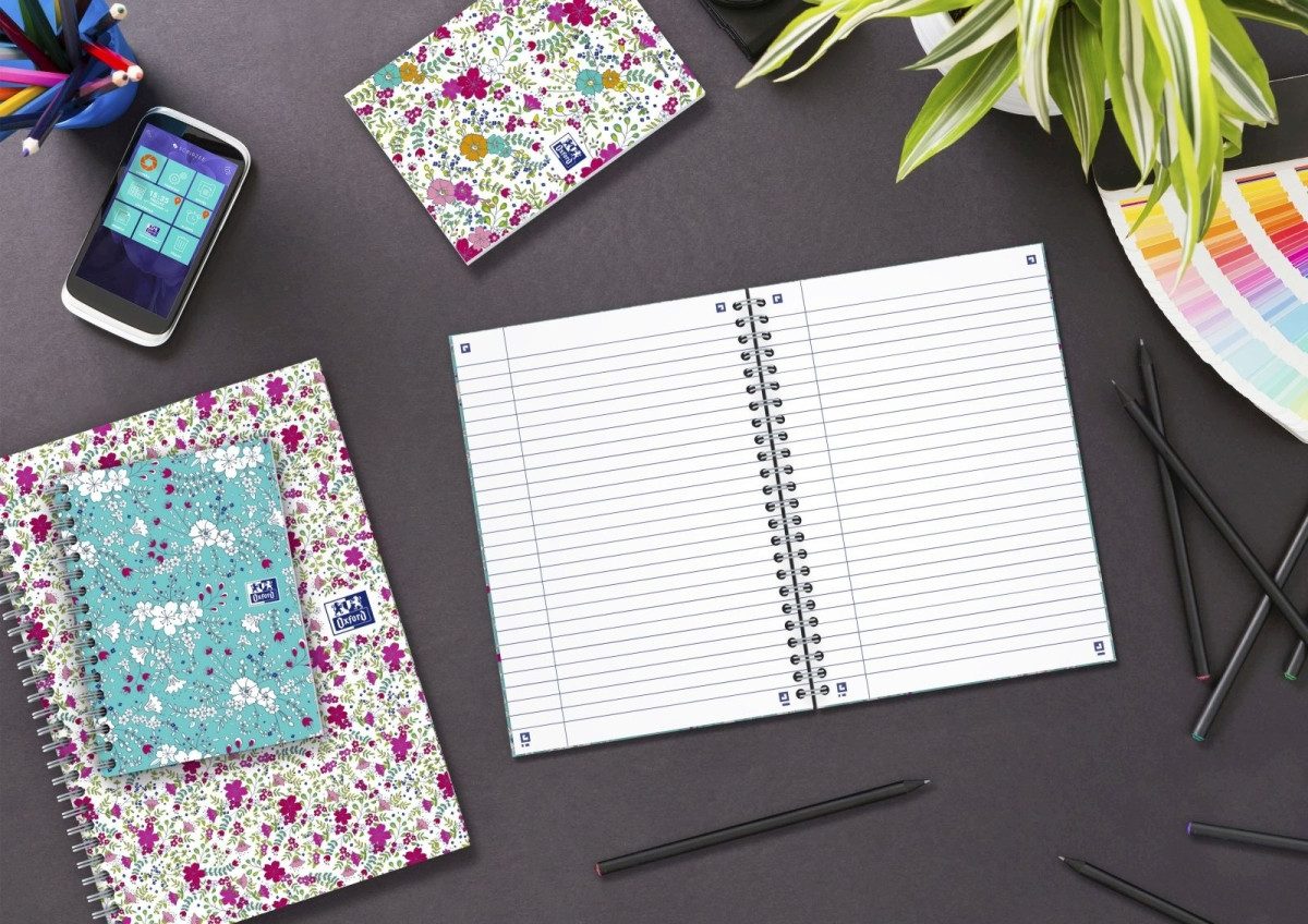OXFORD Notizbuch Spiralbuch ForMe Floral B5 60 Blatt liniert Designs sortiert (5 Stück)