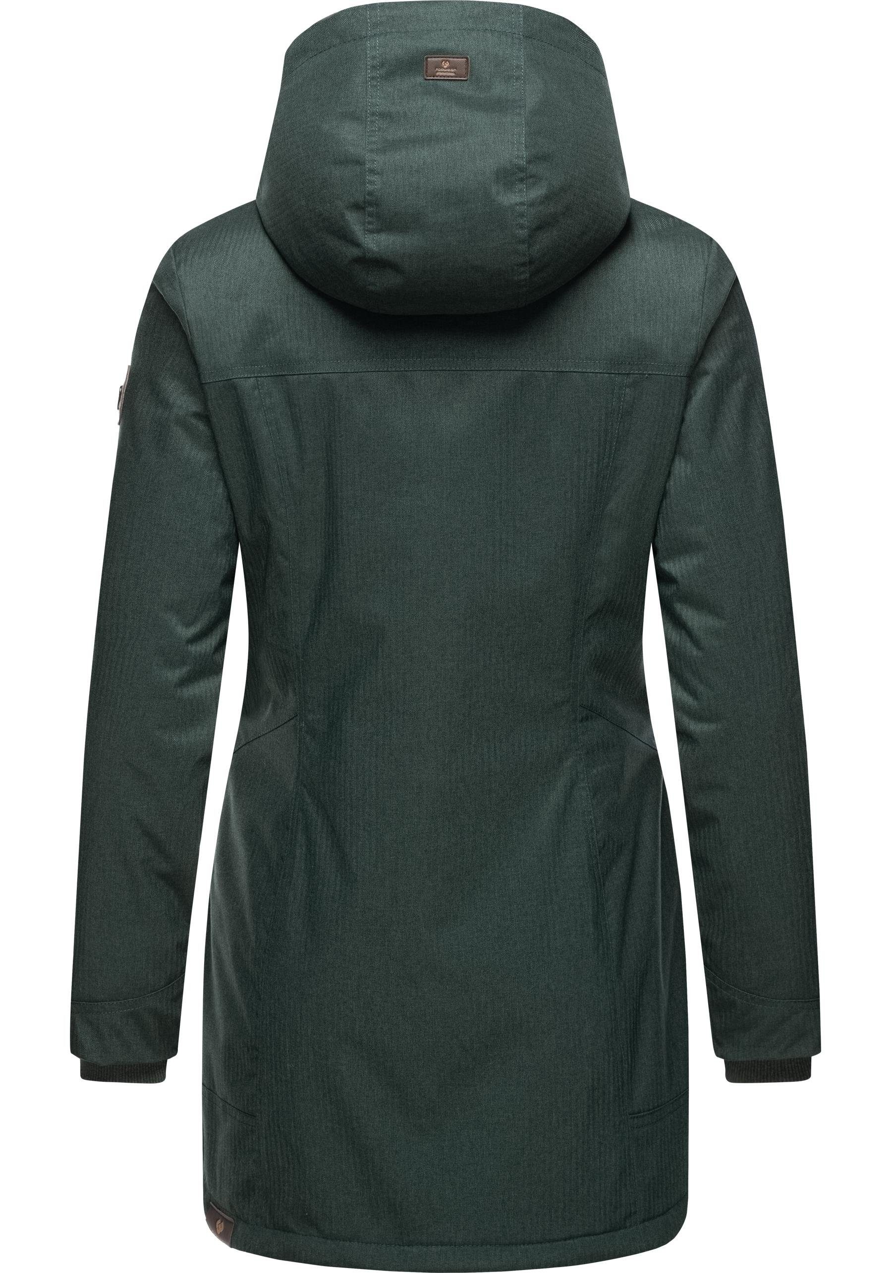 Ragwear Winterjacke Tunned stylischer Winterparka mit Teddyfell Innenfutter