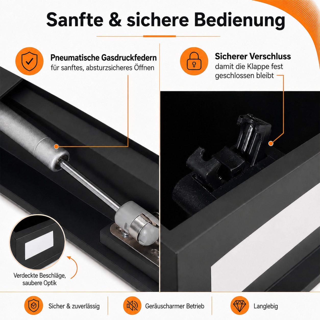 BlingBin Wandregal Schweberegal 40 cm Schwarz mit verstecktem Klappfach, 1er Set 1-tlg., Wandboard mit Stauraum, für Flur/Wohnzimmer/Schlafzimmer