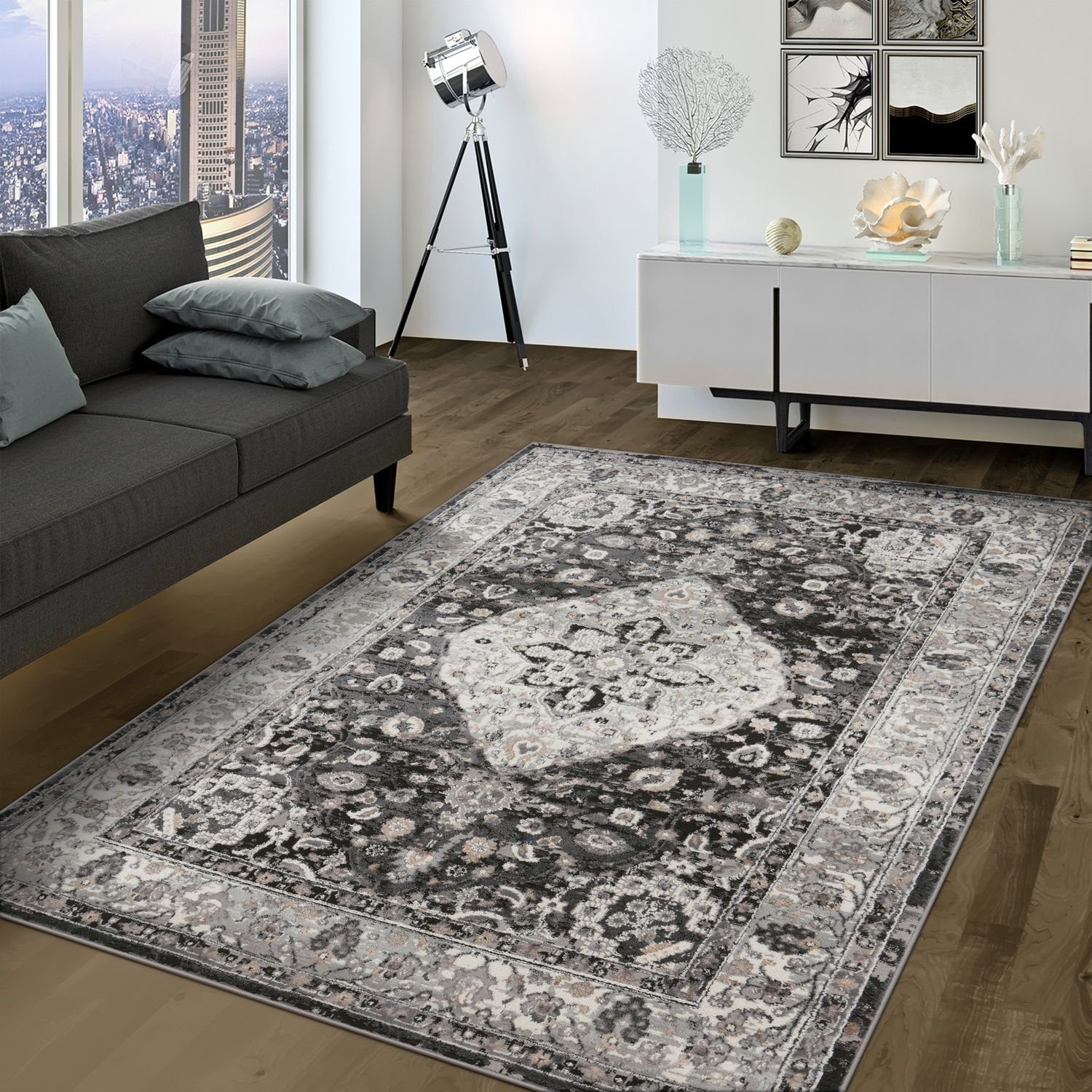 Kurzflor TT rechteckig, Teppich Marokkanisches Höhe: Teppich Blumen Wohnzimmer Home, 12 mm Design,