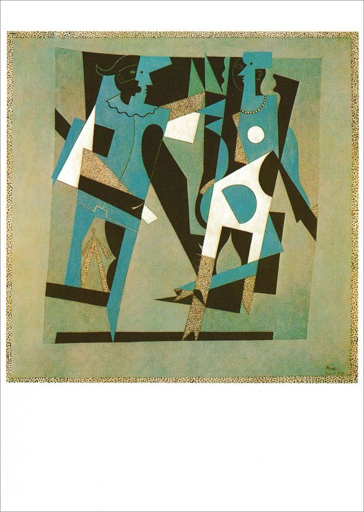 Postkarte Kunstkarte mit Picasso Pablo Halskette" "Harlekin Frau und