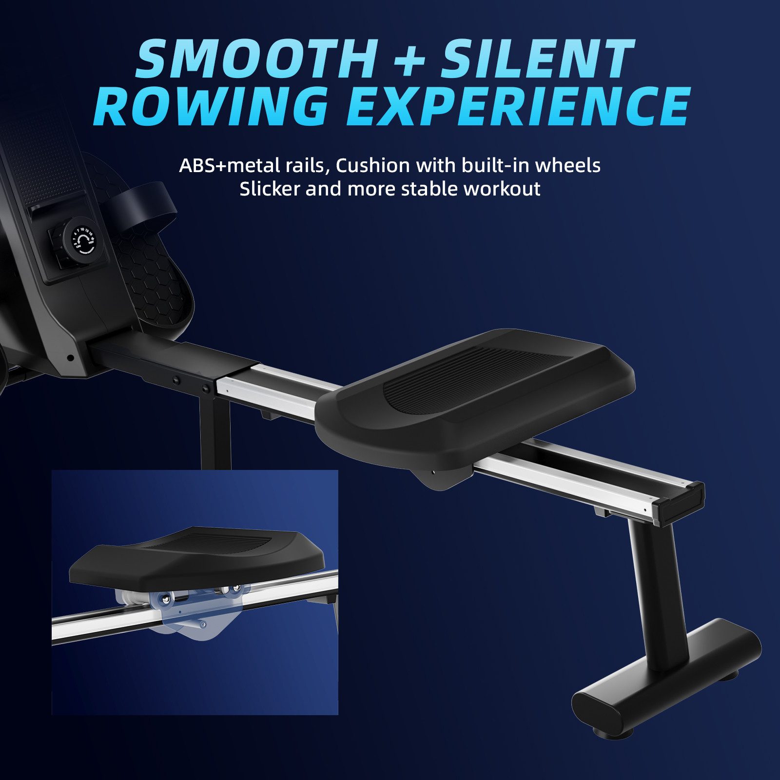 Gywowken Rudergerät Rudergeräte für Zuhause - Magnetisches Rudergerät (für Home Gym Indoor Trainer Ausrüstung), mit 16 Ebenen Widerstandsstufen und LED-Display - bis 150KG