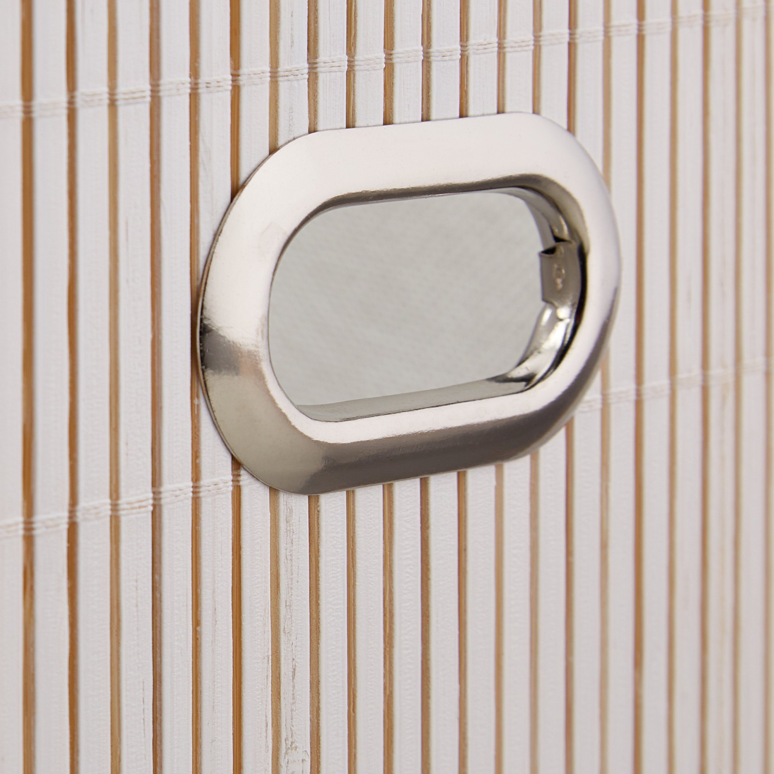 relaxdays Aufbewahrungskorb Bambus flach, weiß