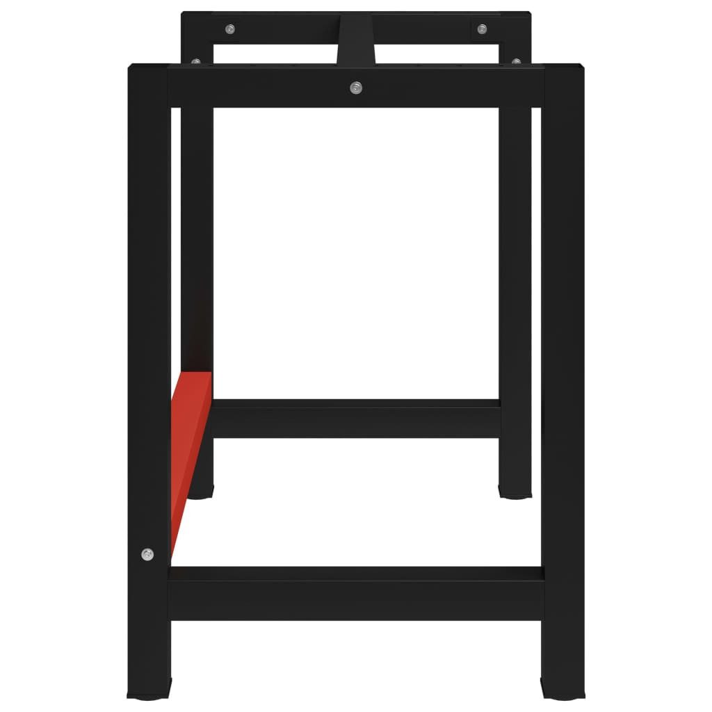 vidaXL Tischbein Werkbankgestell Metall 80x57x79 cm Schwarz und Rot